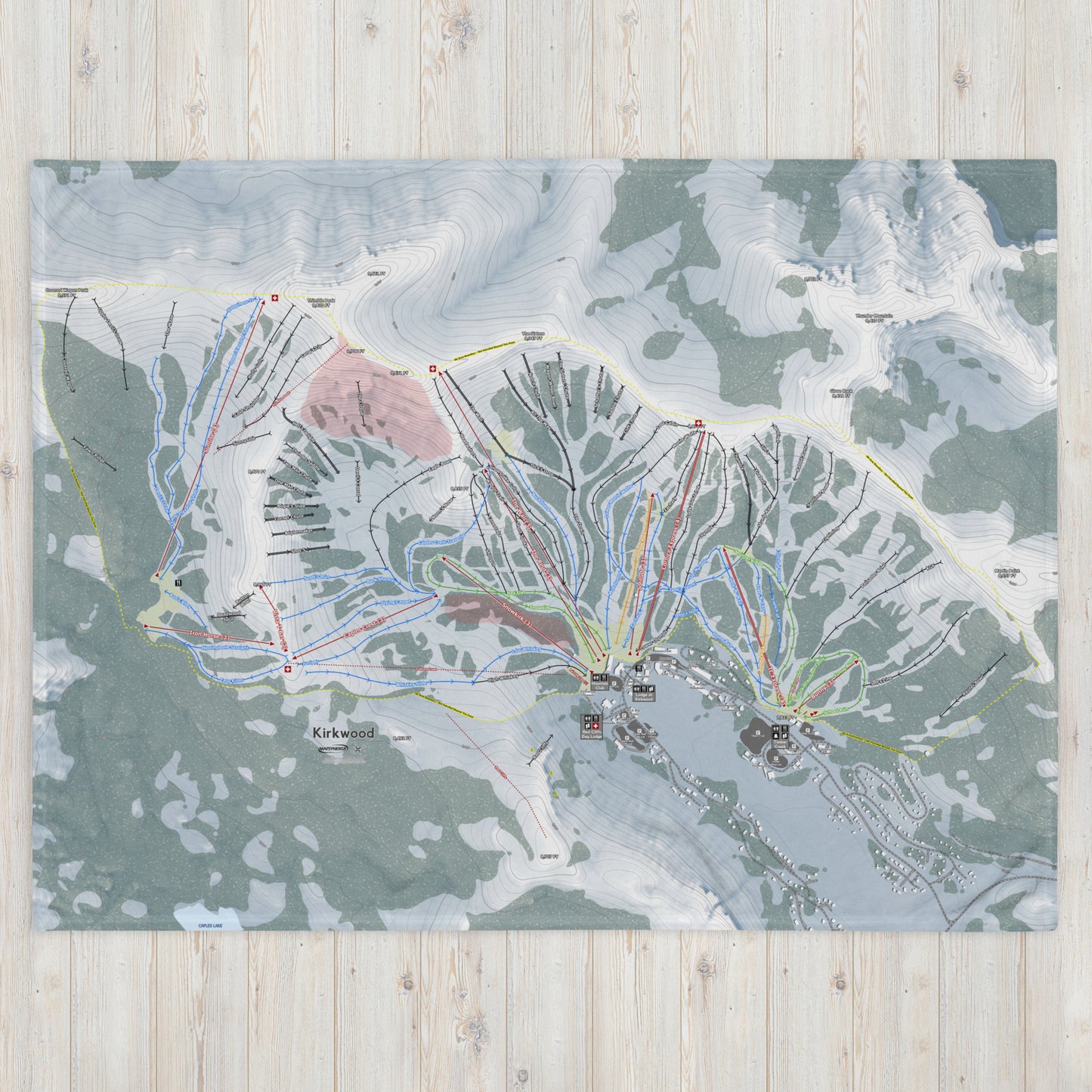 Kirkwood, California Ski Resort Map Blanket - Powderaddicts