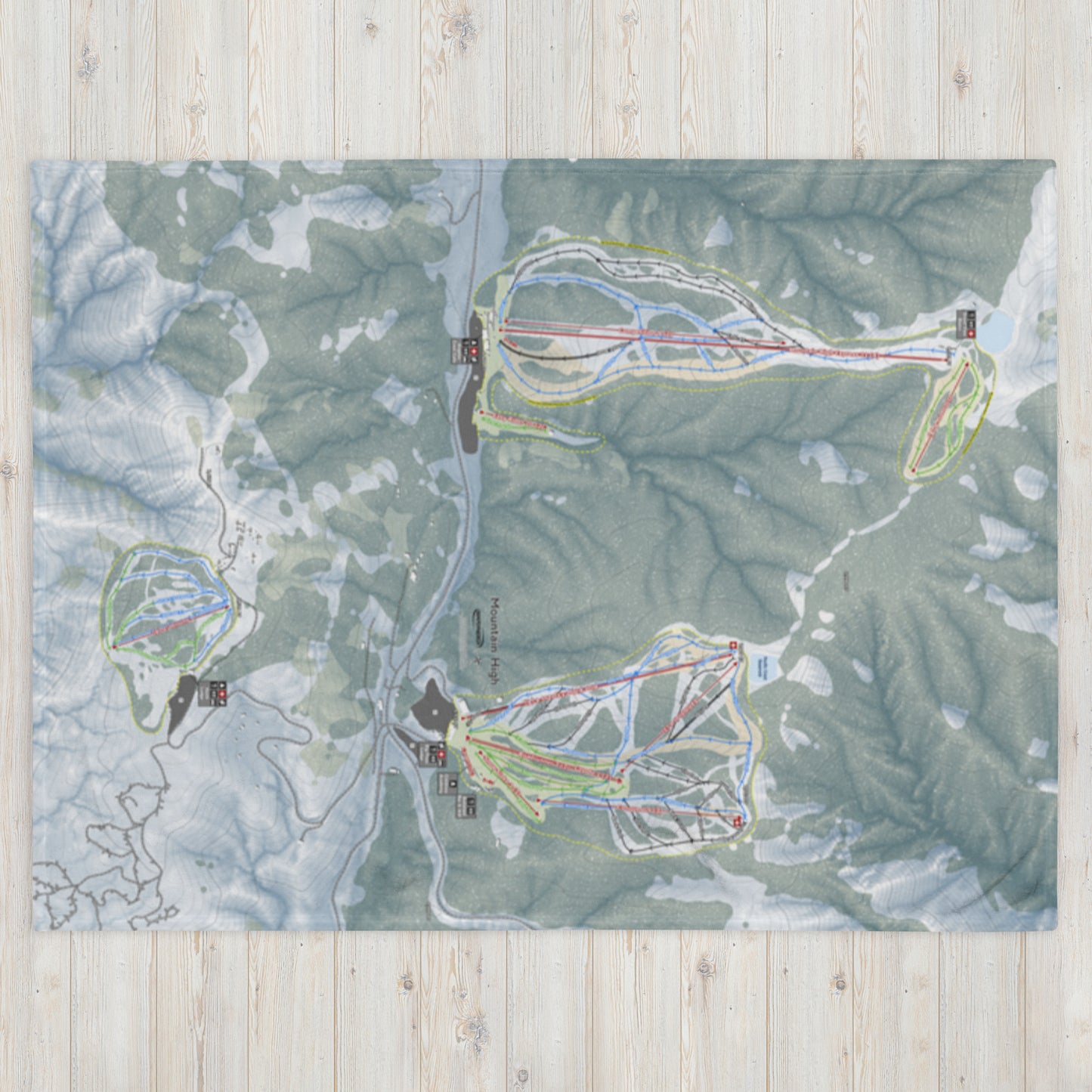 Mountain High, California Ski Resort Map Blanket - Powderaddicts
