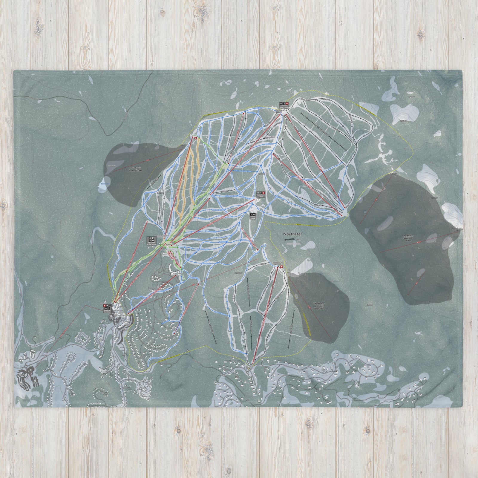 Northstar, California Ski Resort Map Blanket - Powderaddicts