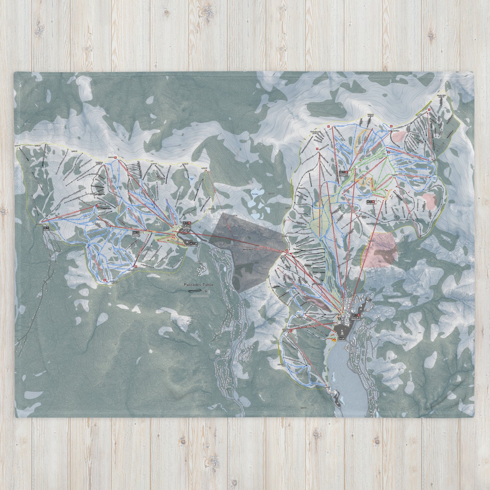 Palisades Tahoe, California Ski Resort Map Blanket - Powderaddicts