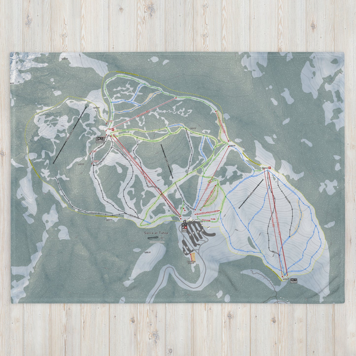 Sierra At Tahoe, California Ski Resort Map Blanket - Powderaddicts