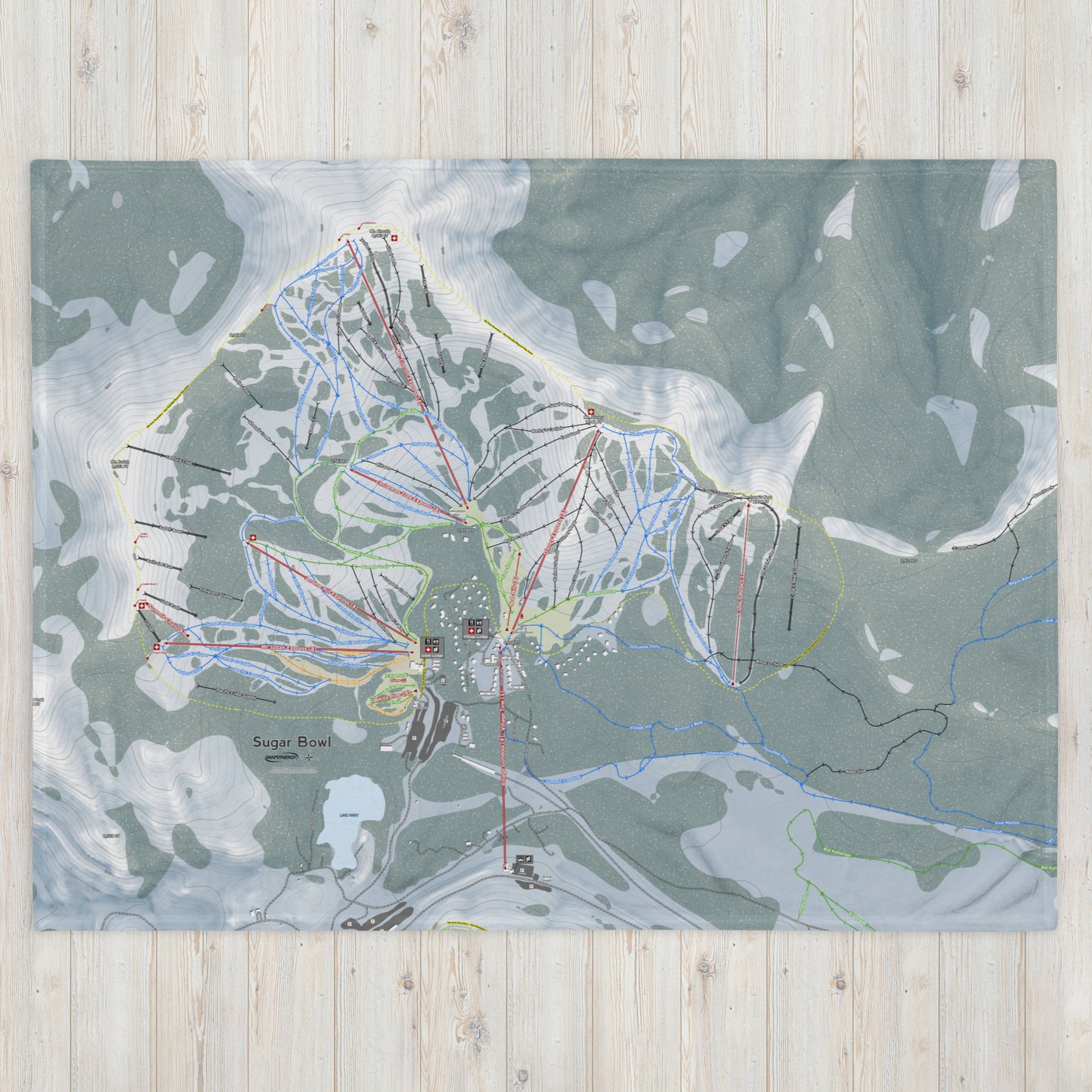Sugar Bowl, California Ski Resort Map Blanket - Powderaddicts