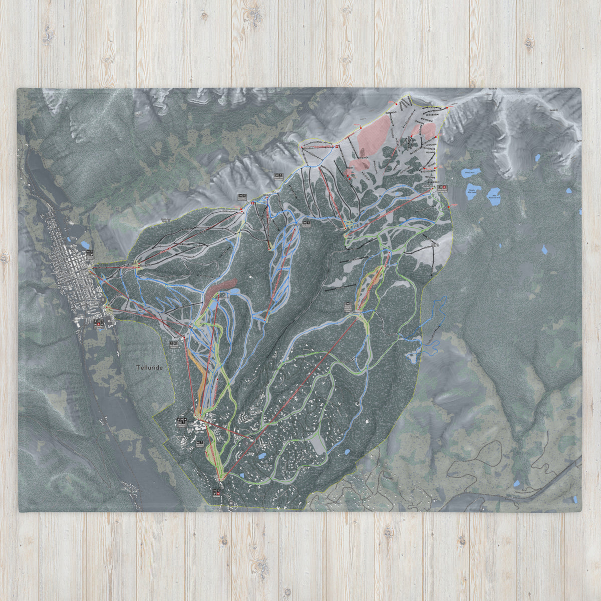 Telluride, Colorado Ski Resort Map Blanket - Powderaddicts