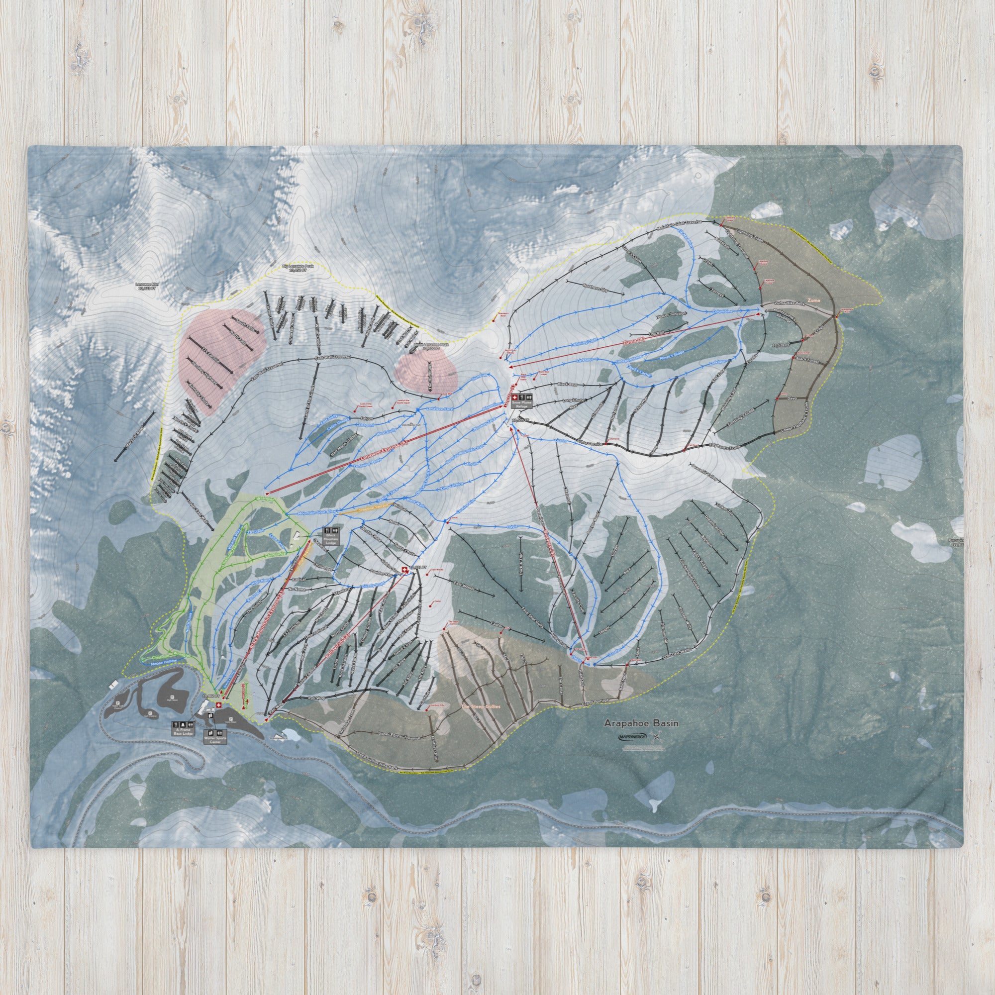 Arapahoe Basin, Colorado Ski Resort Map Sherpa blanket