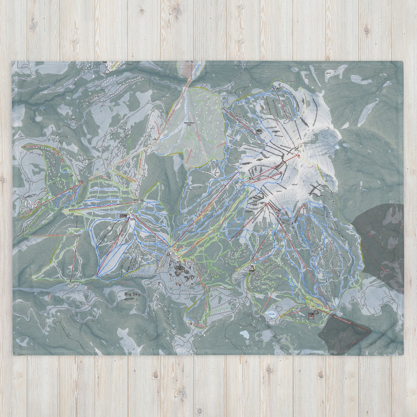 Big Sky, Montana Ski Resort Map Blanket - Powderaddicts