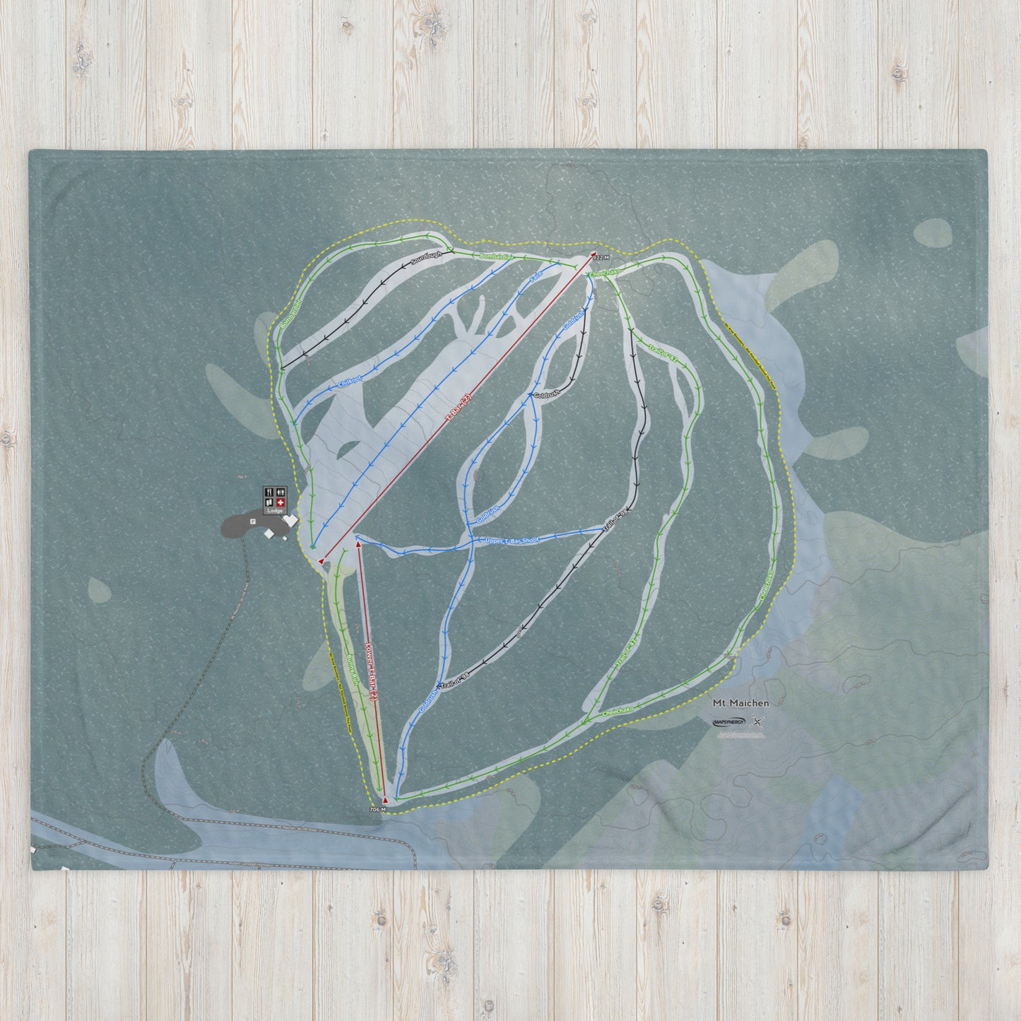 Mt Maichen, Yukon Territory Ski Resort Map Blanket - Powderaddicts