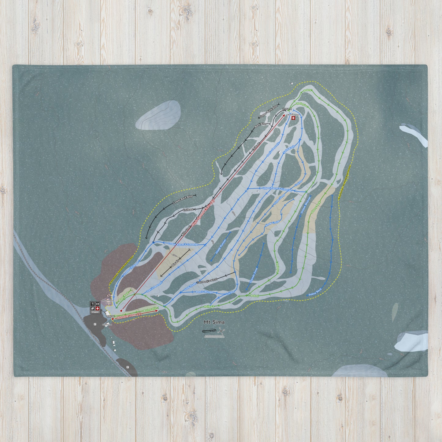 Mt Sima, Yukon Territory Ski Resort Map Blanket - Powderaddicts