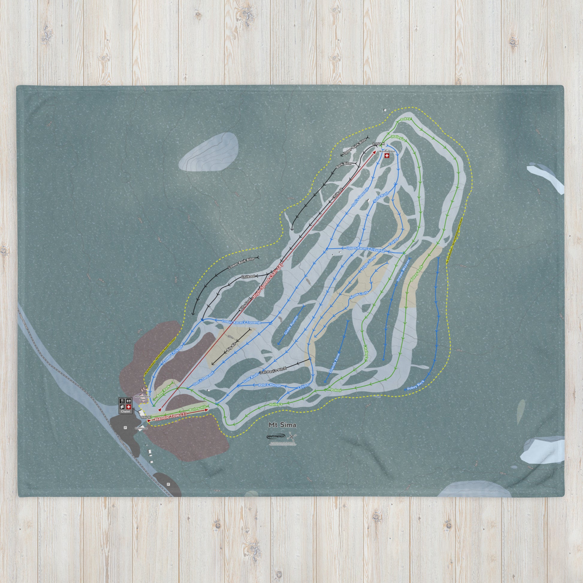 Mt Sima, Yukon Territory Ski Resort Map Blanket - Powderaddicts