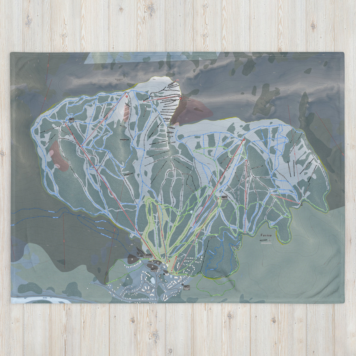 Fernie, British Columbia Ski Resort Map Blanket - Powderaddicts