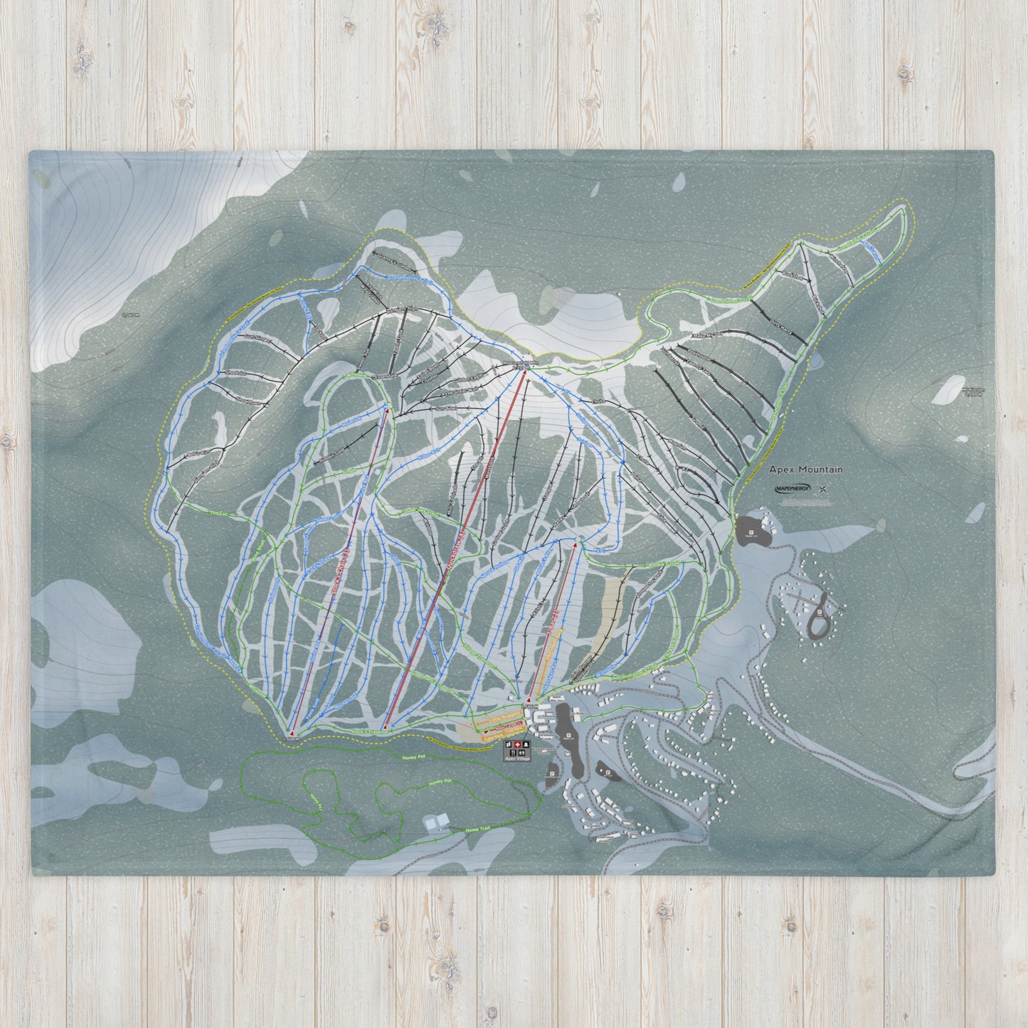 Apex Mountain, British Columbia Ski Resort Map Blanket - Powderaddicts