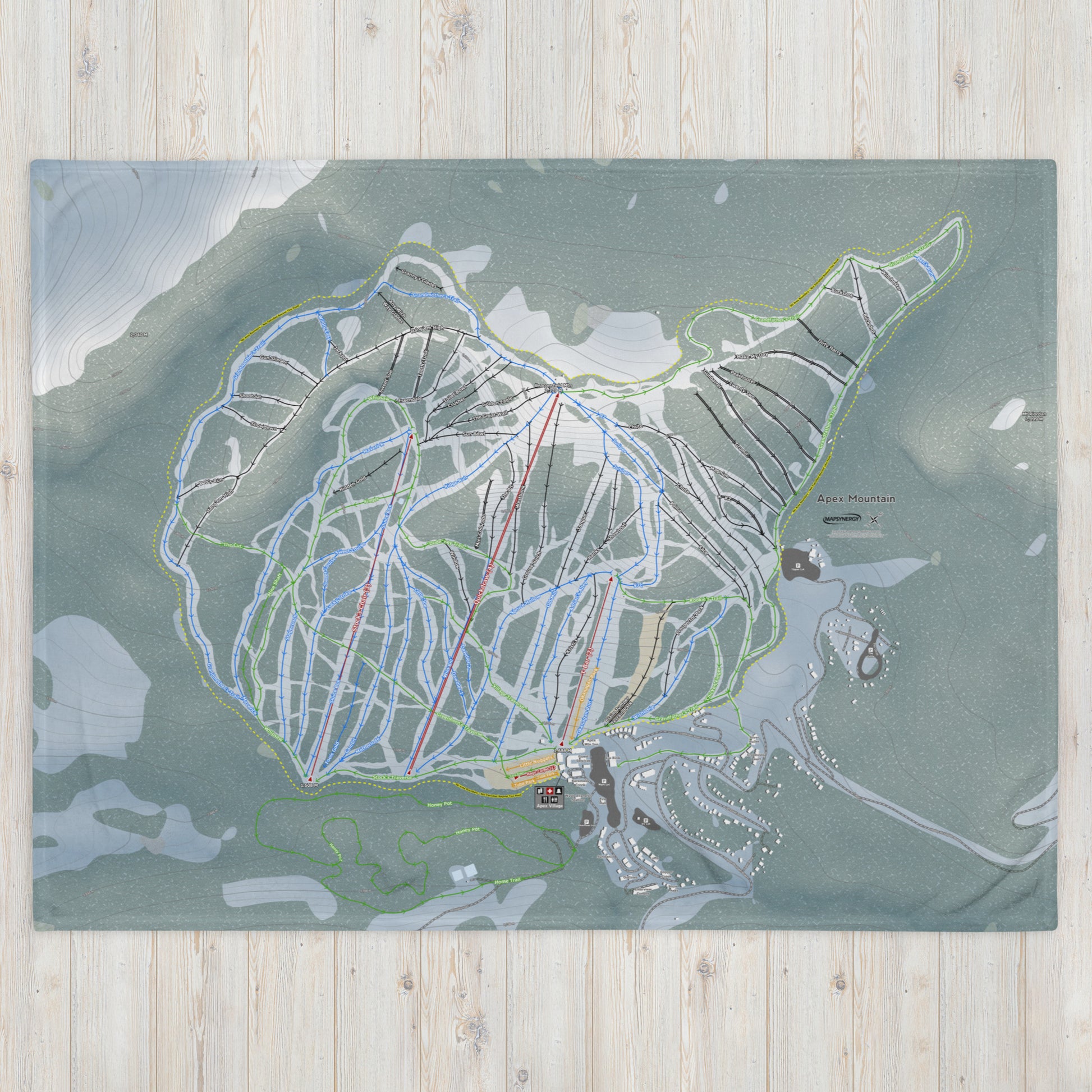 Apex Mountain, British Columbia Ski Resort Map Blanket - Powderaddicts