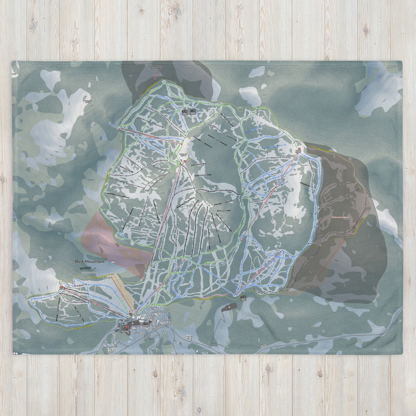 Red Mountain, British Columbia Ski Resort Map Blanket - Powderaddicts
