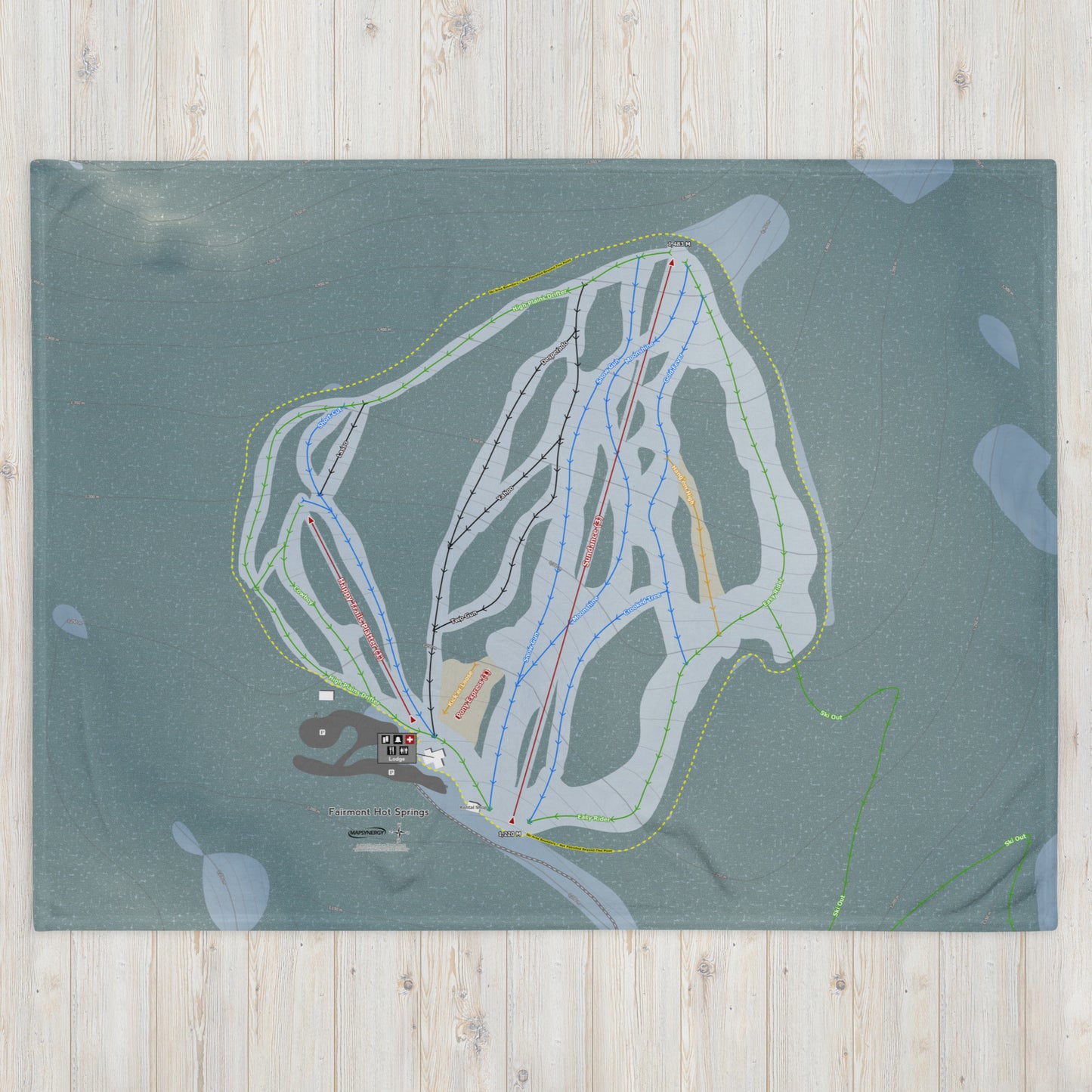 Fairmont Hot Springs, British Columbia Ski Resort Map Blanket - Powderaddicts