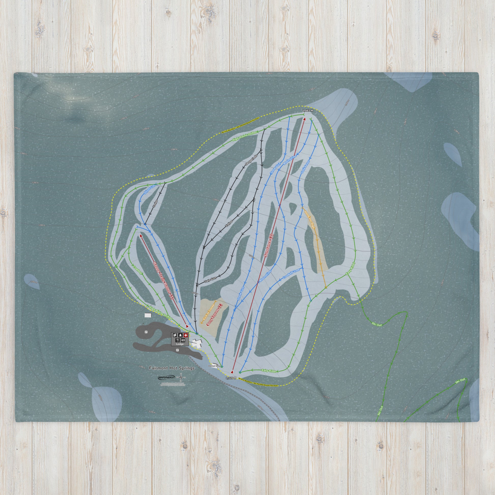 Fairmont Hot Springs, British Columbia Ski Resort Map Blanket - Powderaddicts