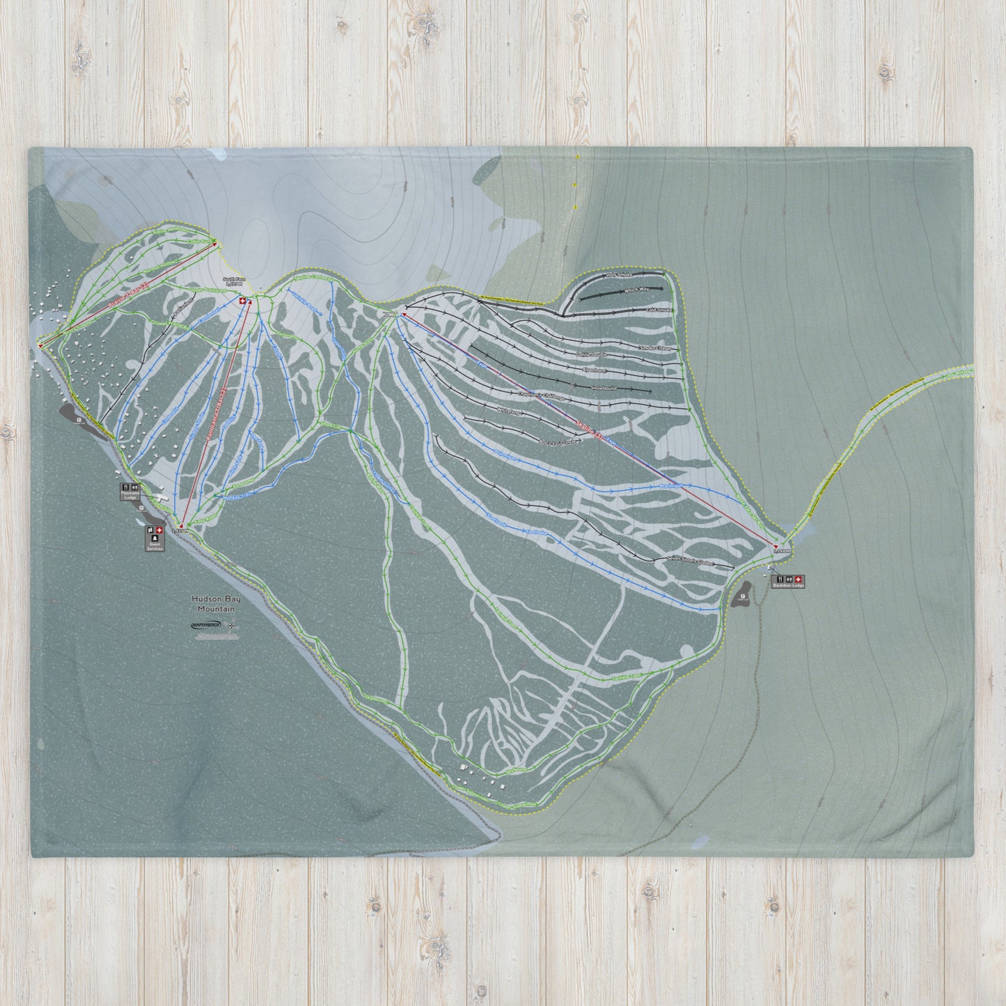 Hudson Bay Mountain, British Columbia Ski Resort Map Blanket - Powderaddicts
