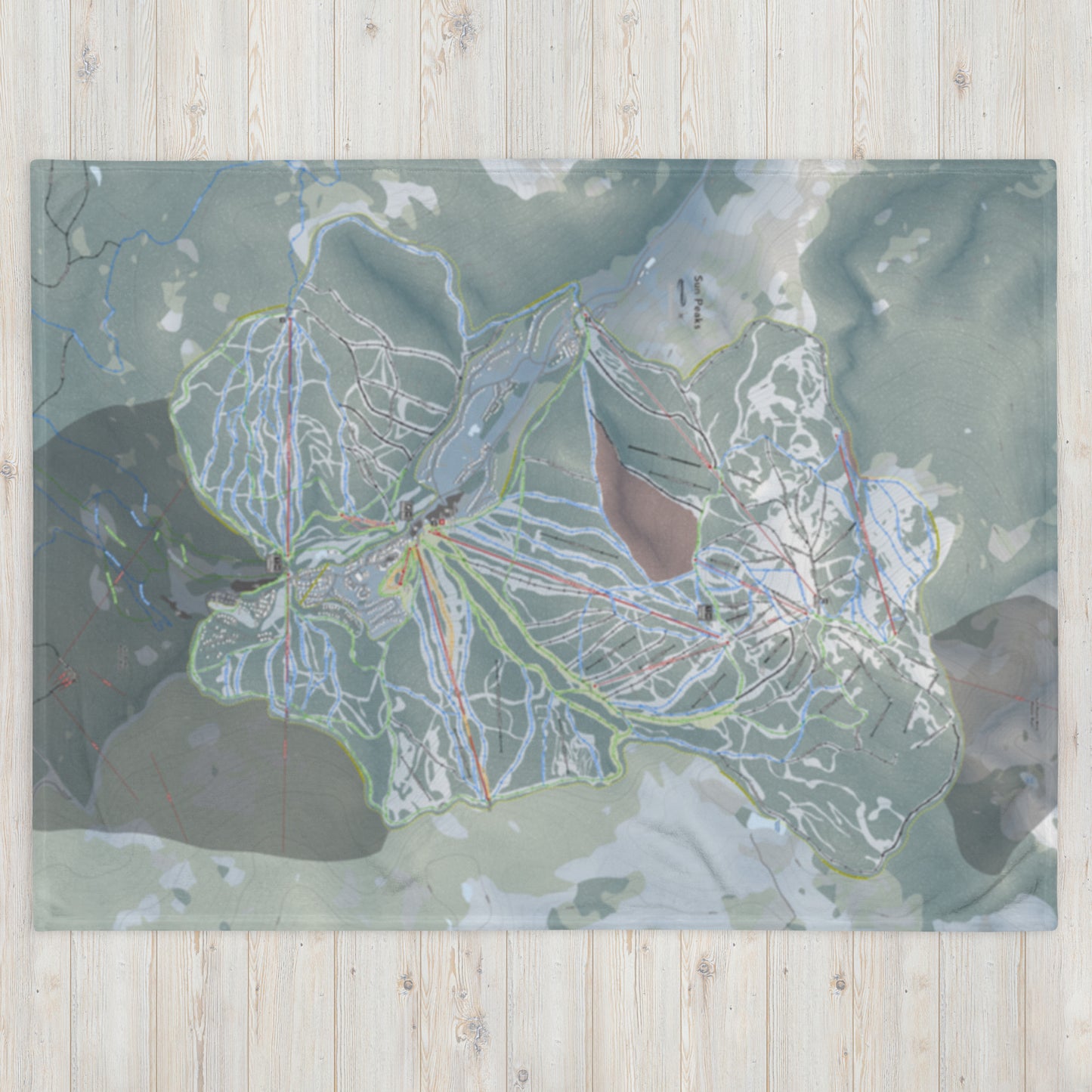 Sun Peaks, British Columbia Ski Resort Map Blanket - Powderaddicts
