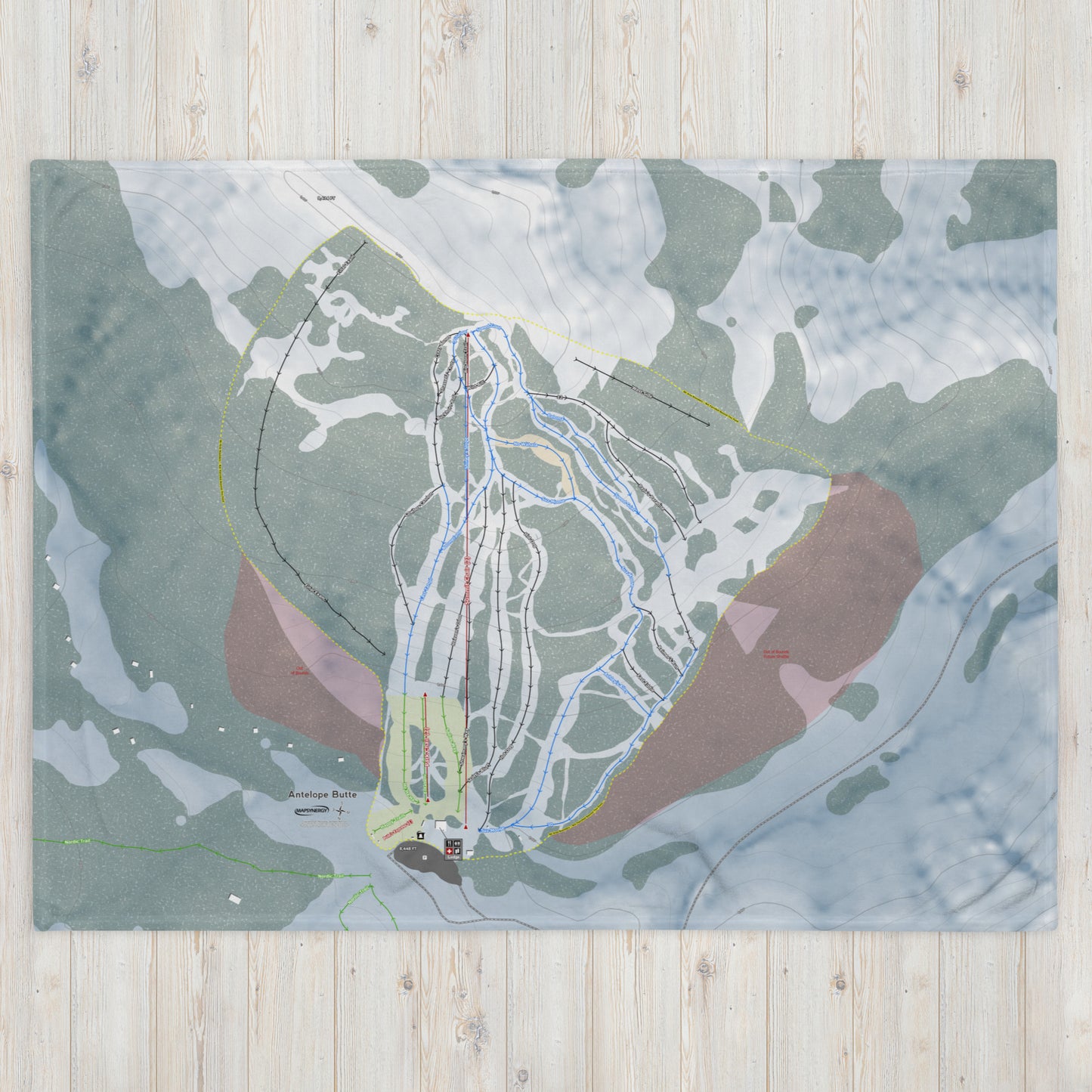 Antelope Butte, Wyoming Ski Resort Map Blanket - Powderaddicts