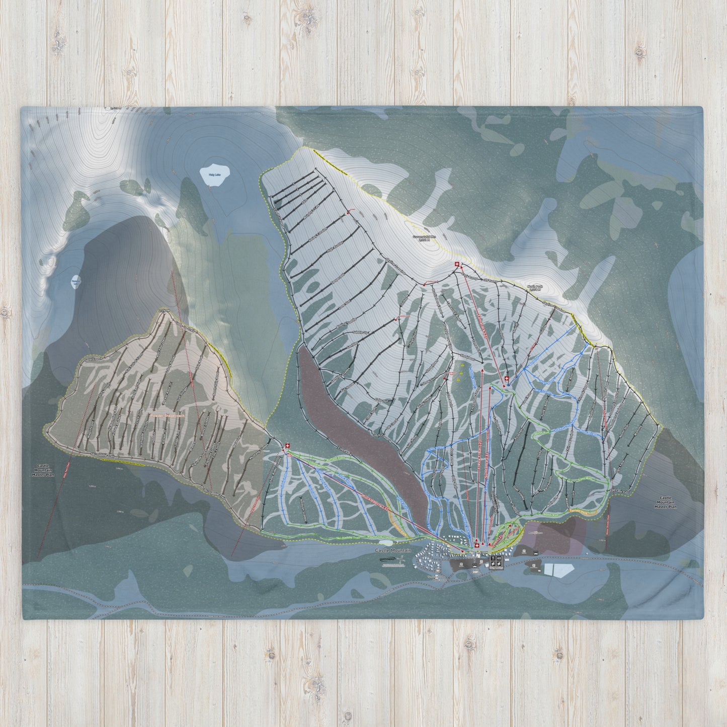 Castle Mountain, Alberta Ski Resort Map Blanket - Powderaddicts