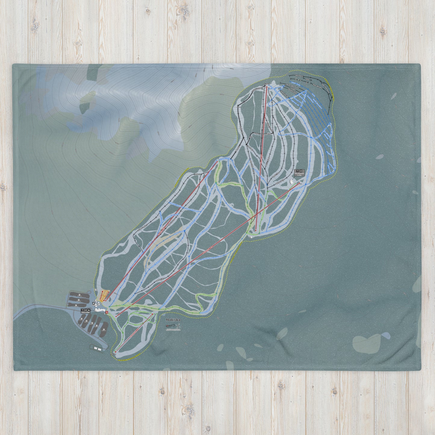 Nakiska, Alberta Ski Resort Map Blanket - Powderaddicts