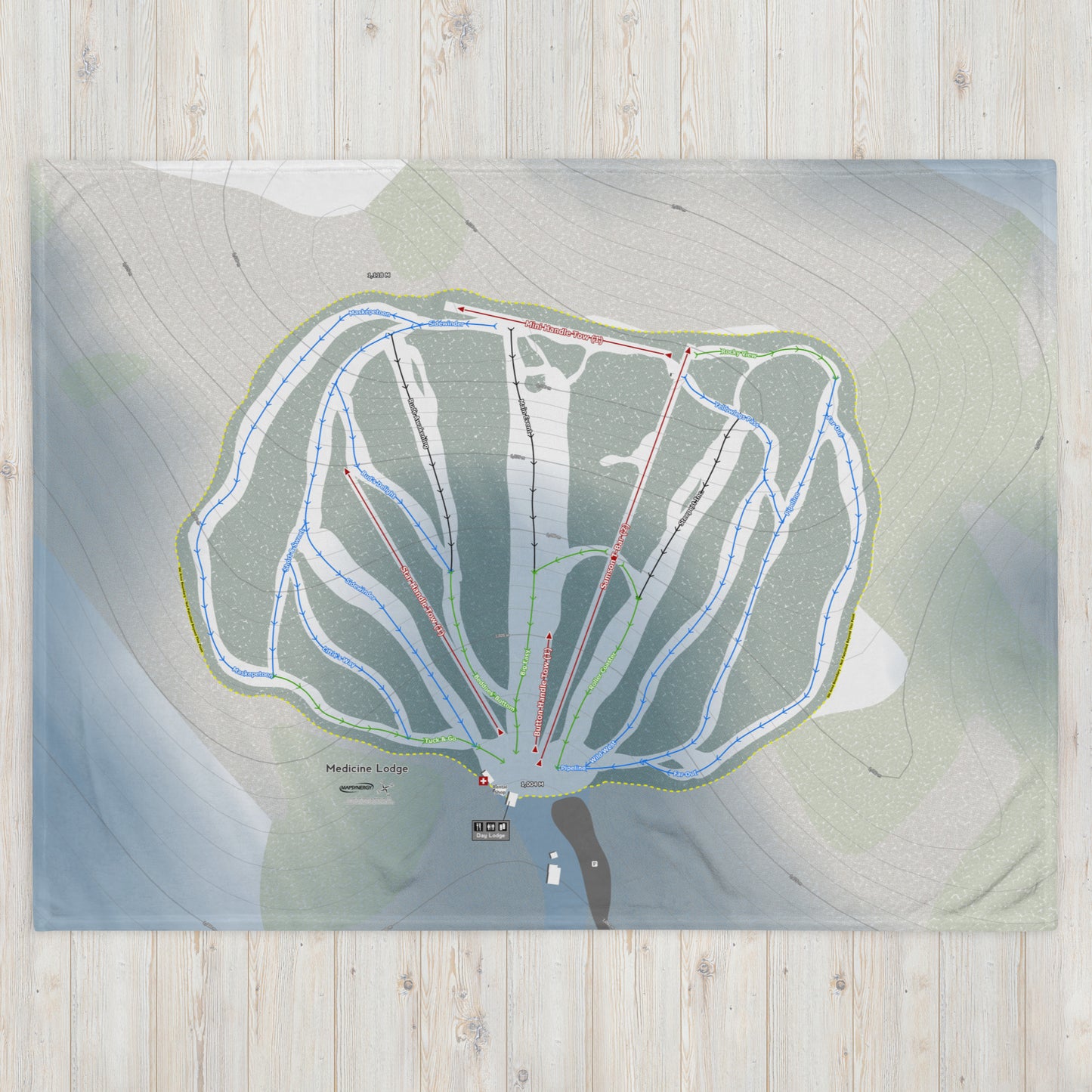 Medicine Lodge, Alberta Ski Resort Map Blanket - Powderaddicts