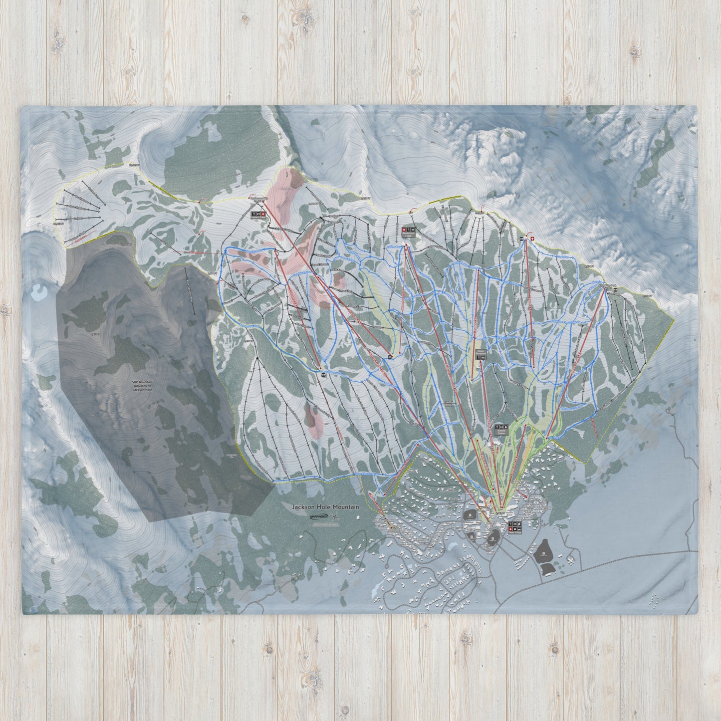 Jackson Hole, Wyoming Ski Resort Map Blanket - Powderaddicts