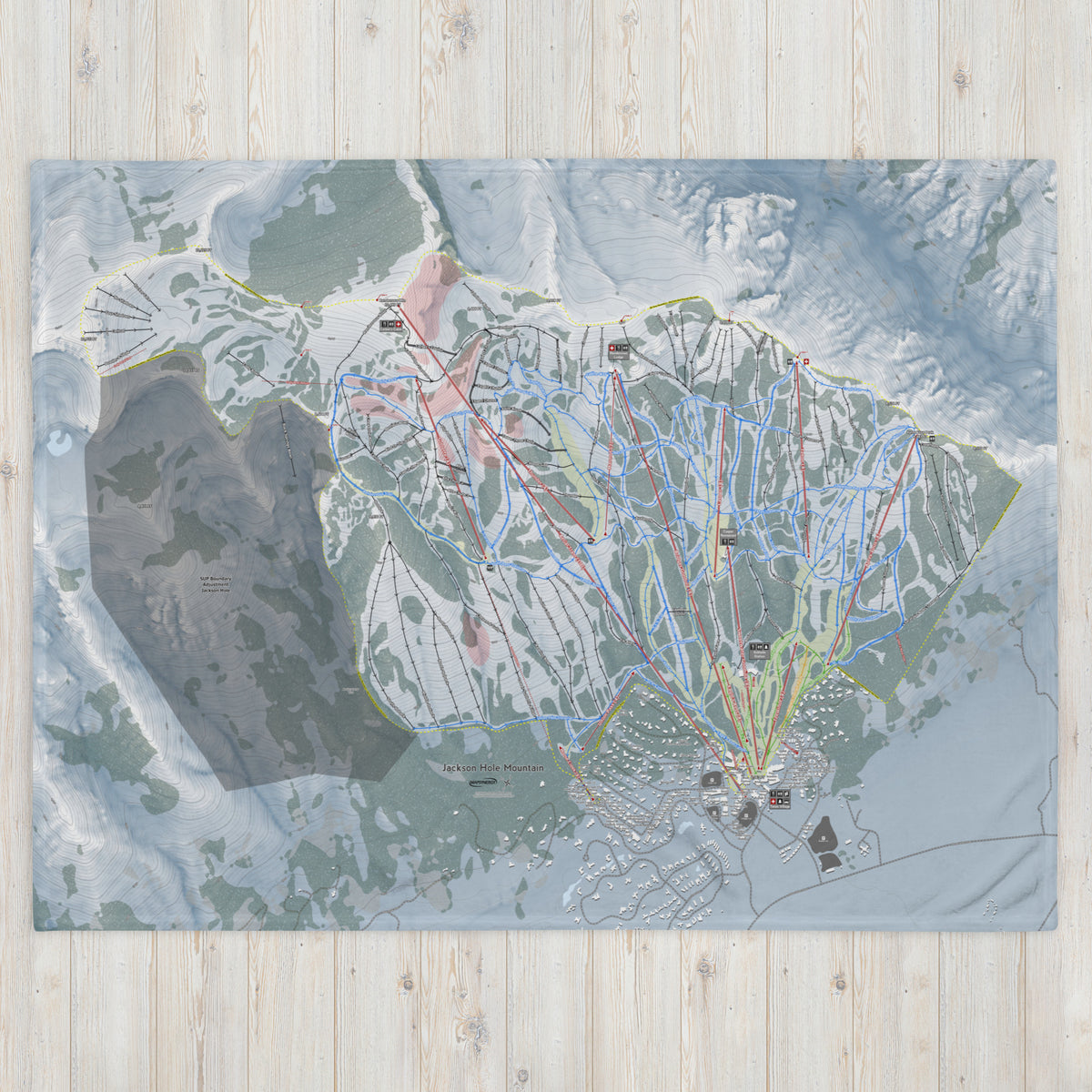 Jackson Hole, Wyoming Ski Resort Map Blanket - Powderaddicts