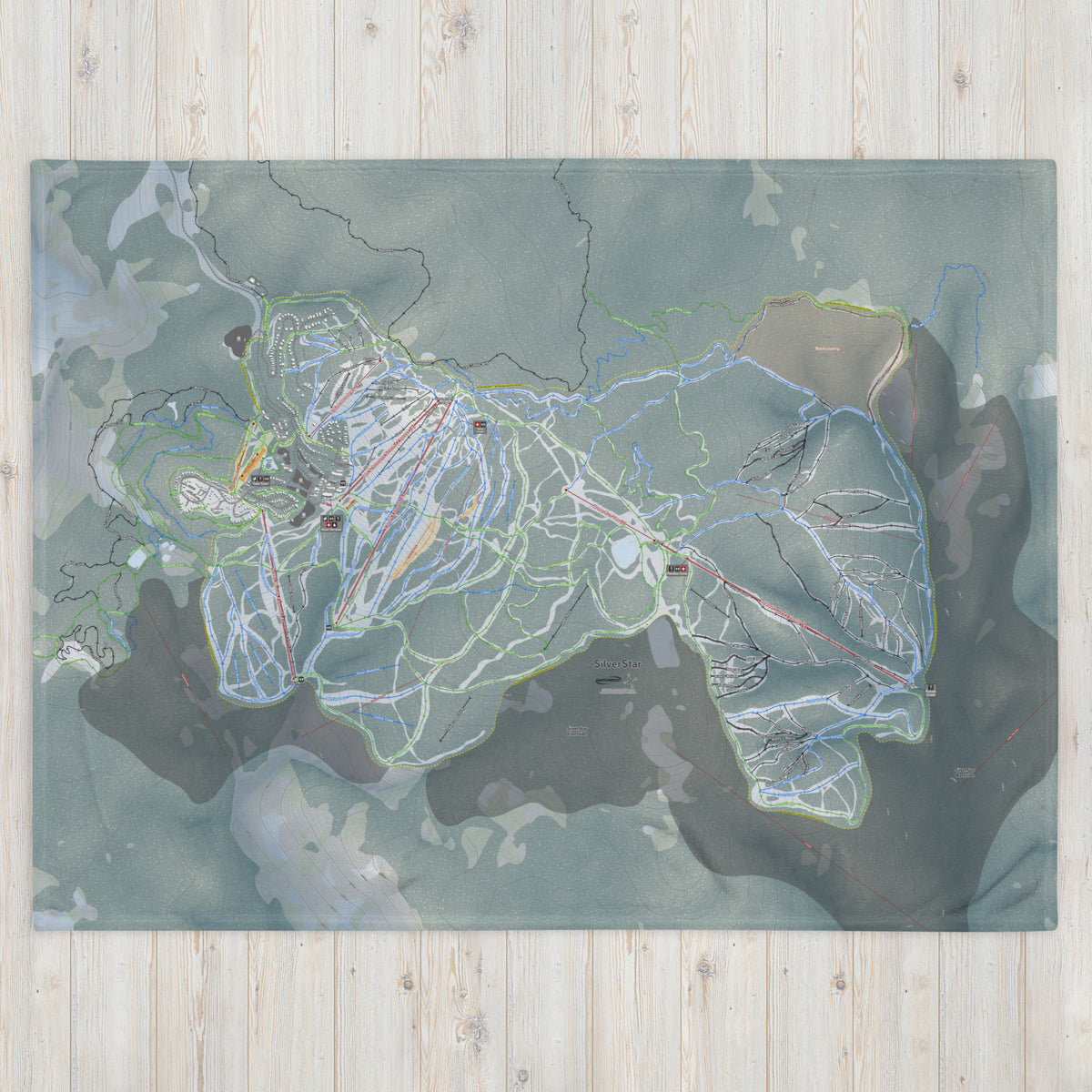 Silver Star, British Columbia Ski Resort Map Blanket - Powderaddicts