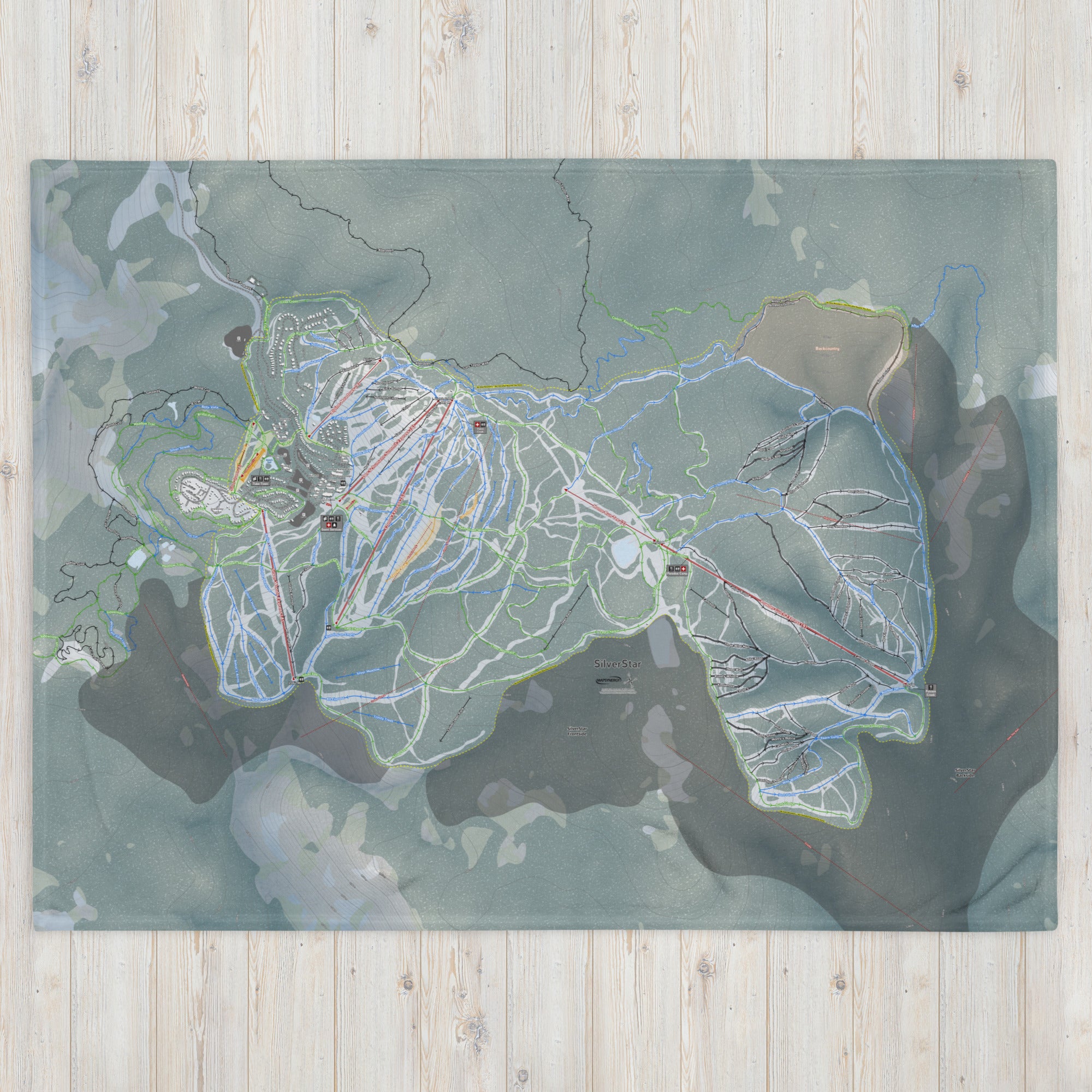 Silver Star, British Columbia Ski Resort Map Blanket - Powderaddicts