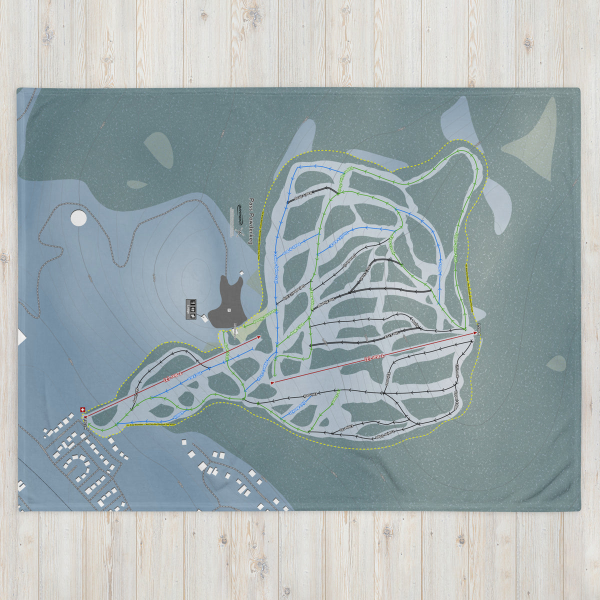 Pass Powderkeg, Alberta Ski Resort Map Blanket - Powderaddicts