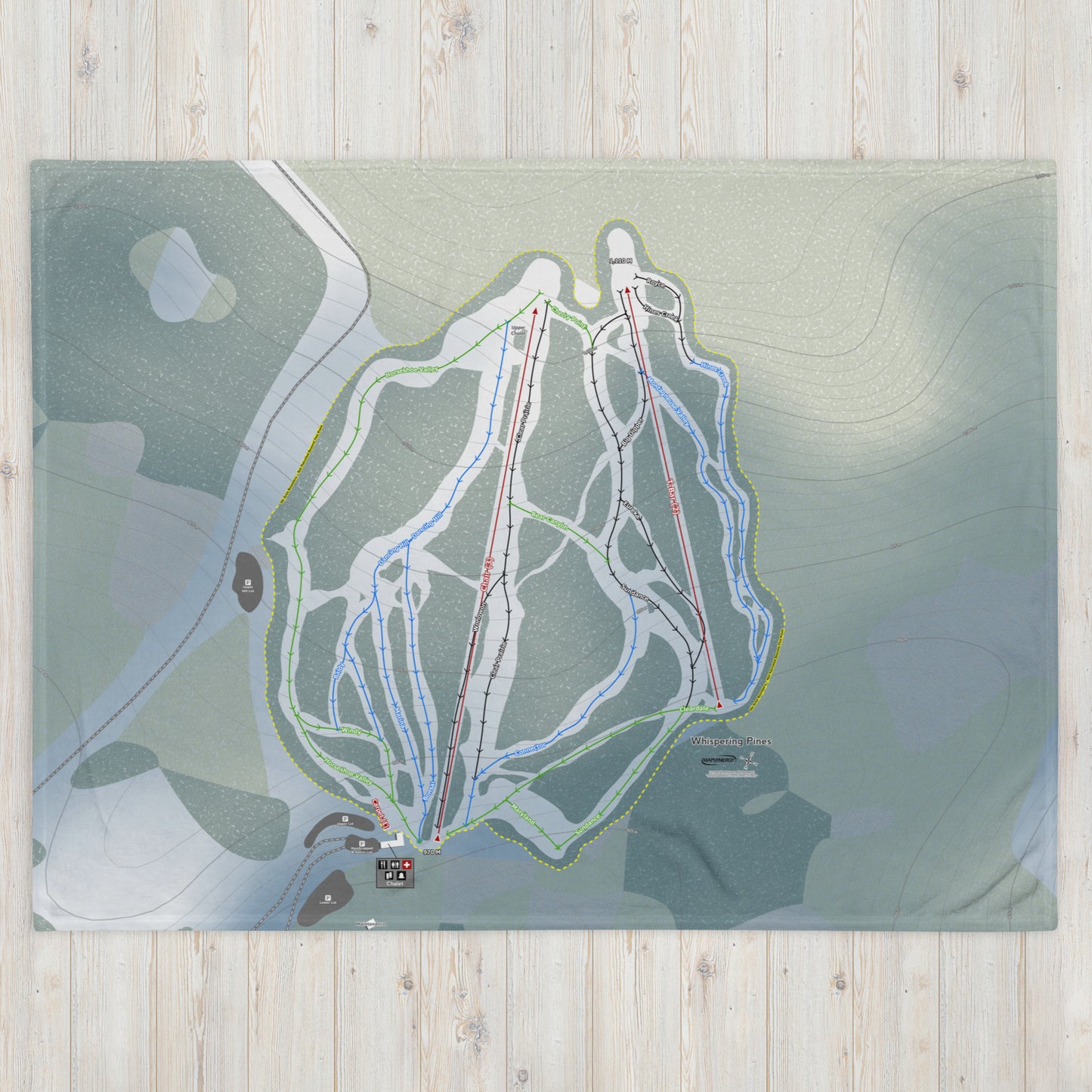 Whispering Pines, Alberta Ski Resort Map Blanket - Powderaddicts