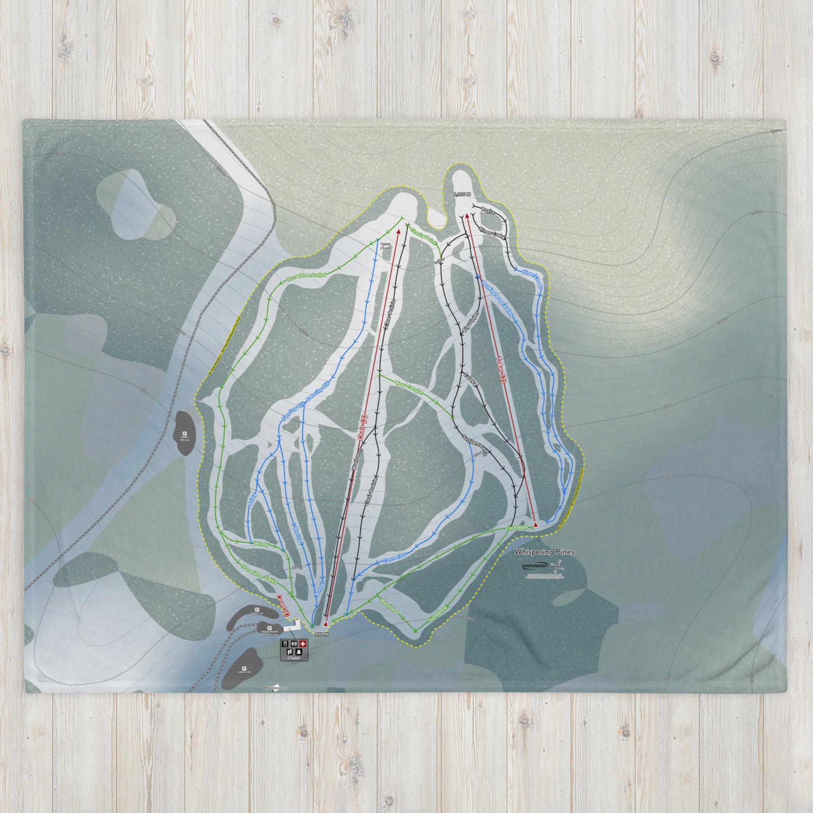 Whispering Pines, Alberta Ski Resort Map Blanket