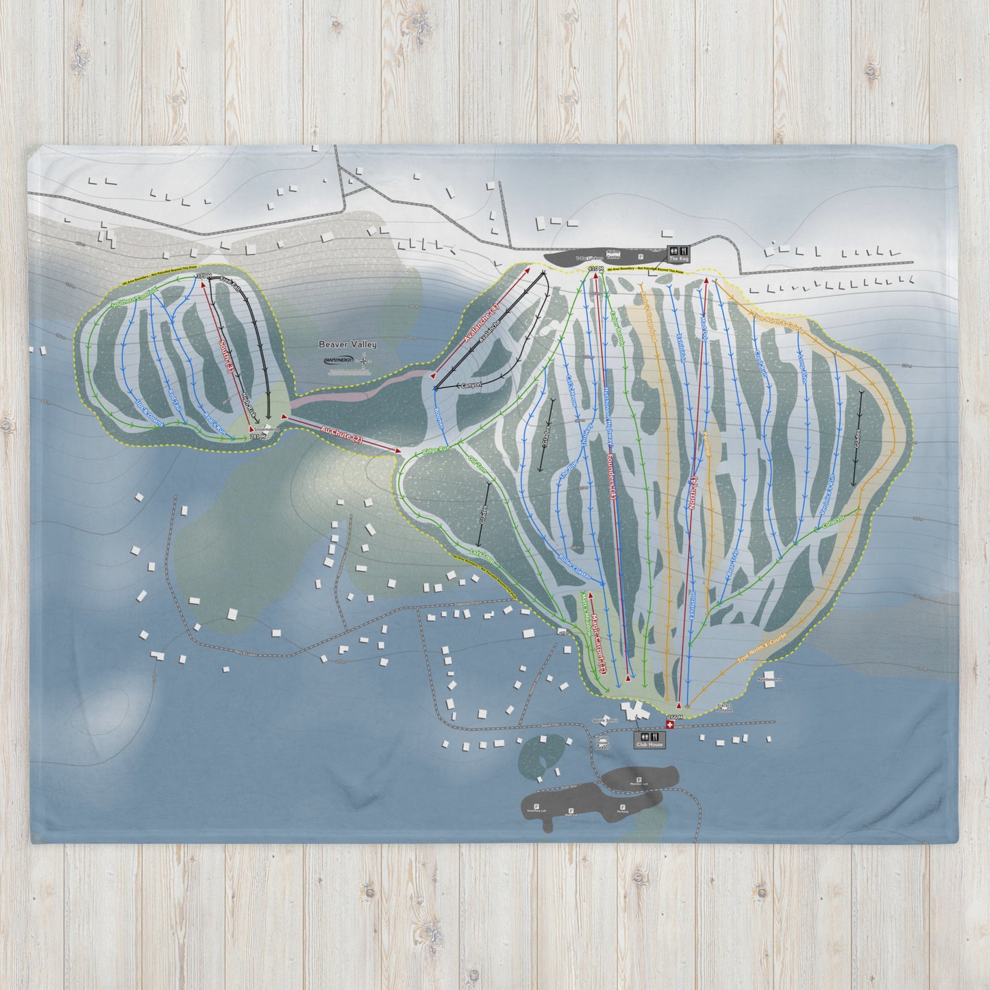 Beaver Valley, Ontario Ski Resort Map Blanket - Powderaddicts