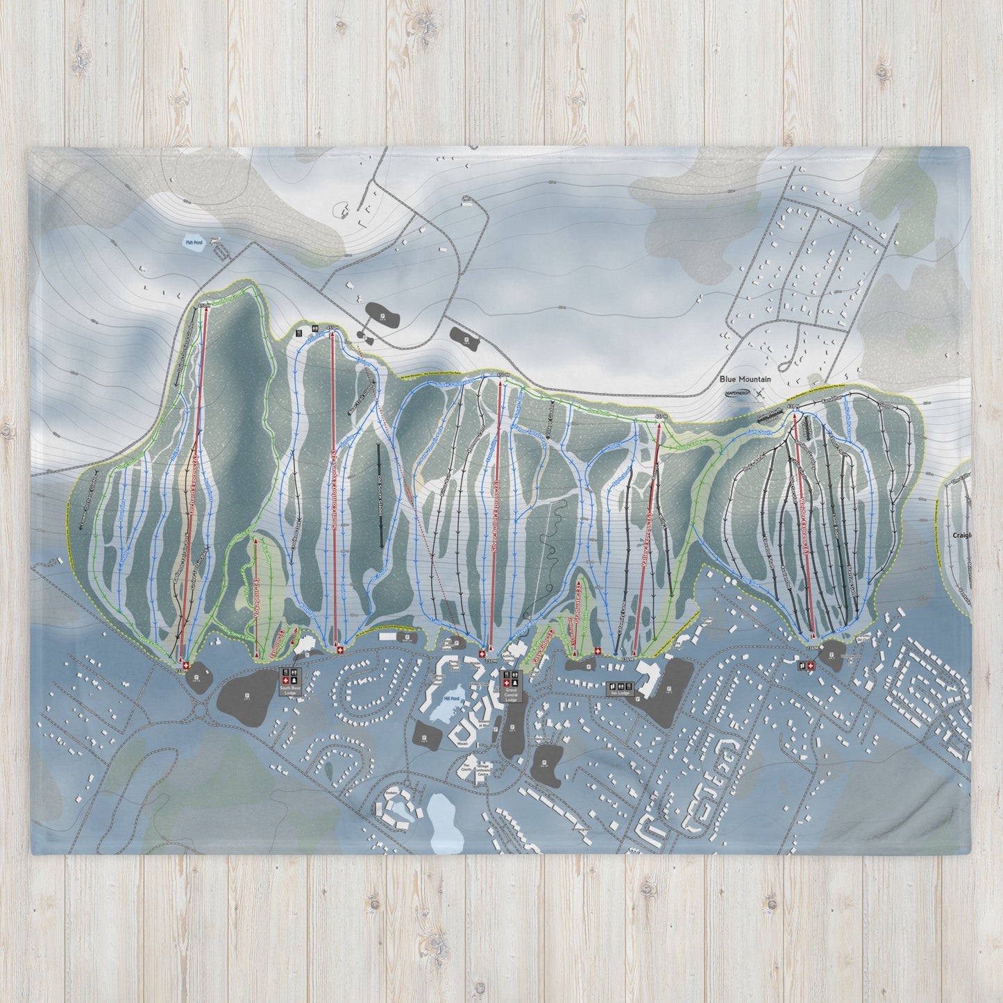 Blue Mountain, Ontario Ski Resort Map Blanket - Powderaddicts