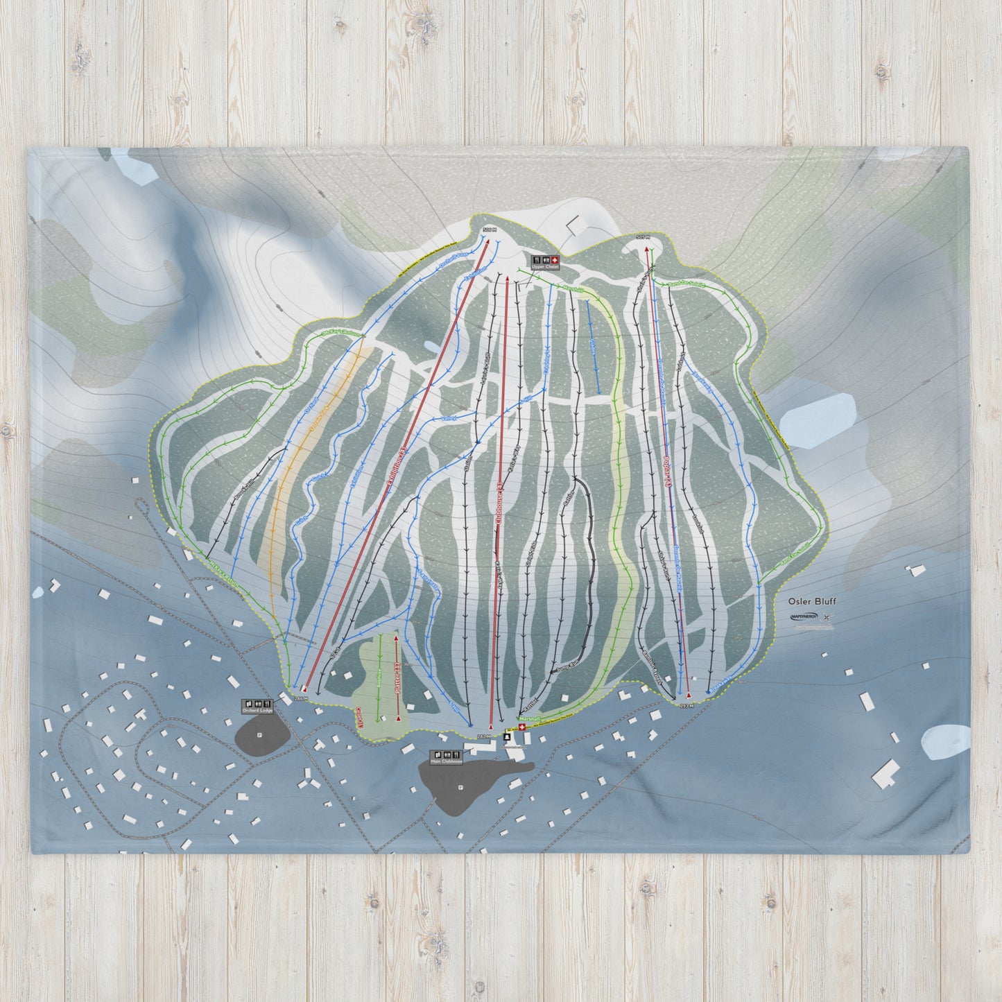 Osler Bluff, Ontario Ski Resort Map Blanket - Powderaddicts