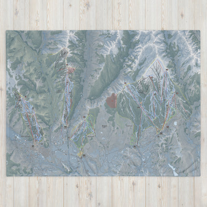Aspen Snowmass, Colorado Ski Resort Map Blanket - Powderaddicts