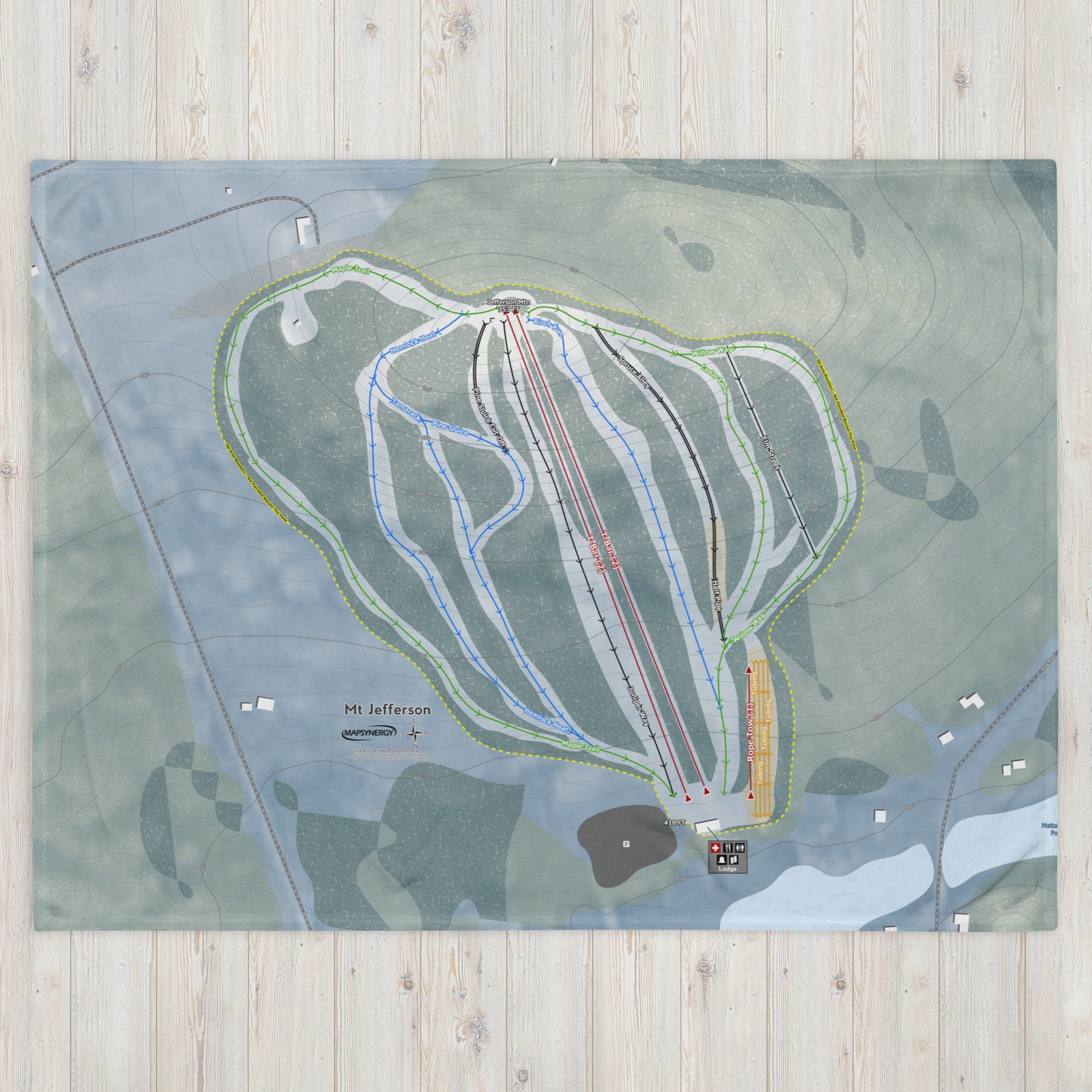 Mt Jefferson, Maine Ski Resort Map Blanket