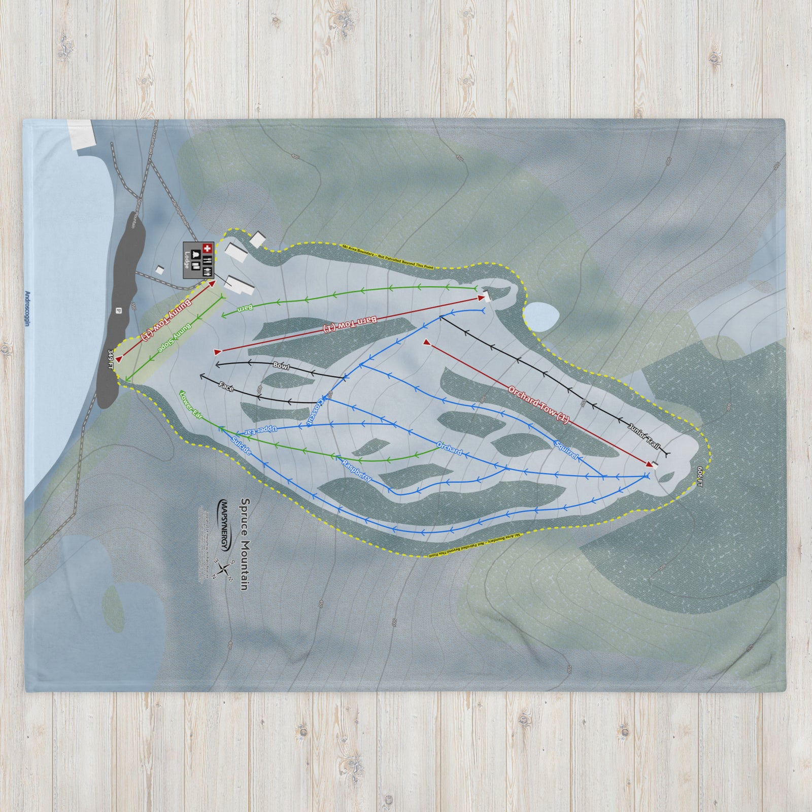 Spruce Mountain, Maine Ski Resort Map Blanket