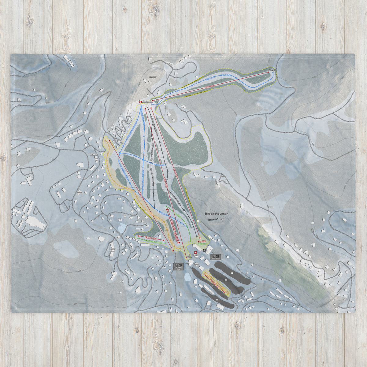Beech Mountain, North Carolina Ski Resort Map Blanket