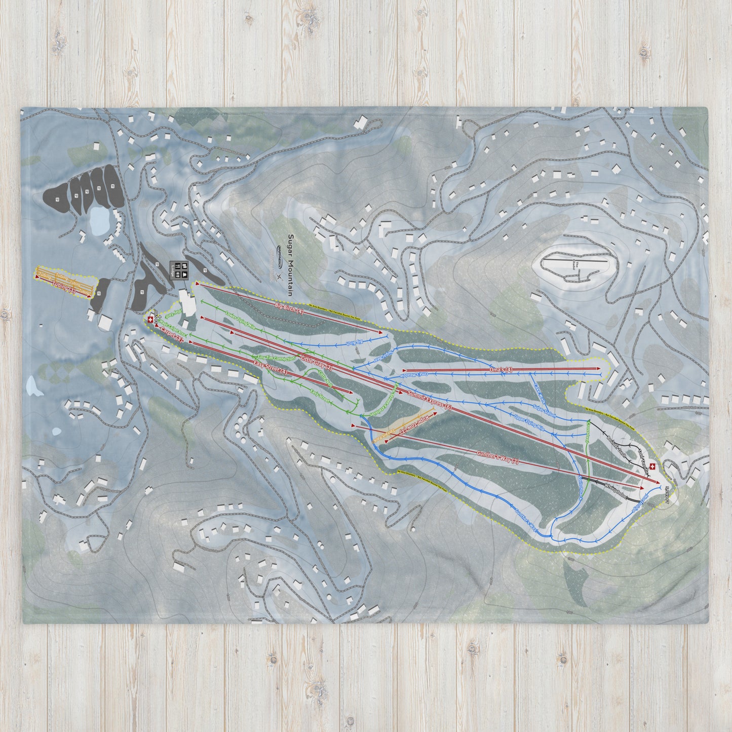 Sugar Mountain, North Carolina Ski Resort Map Blanket
