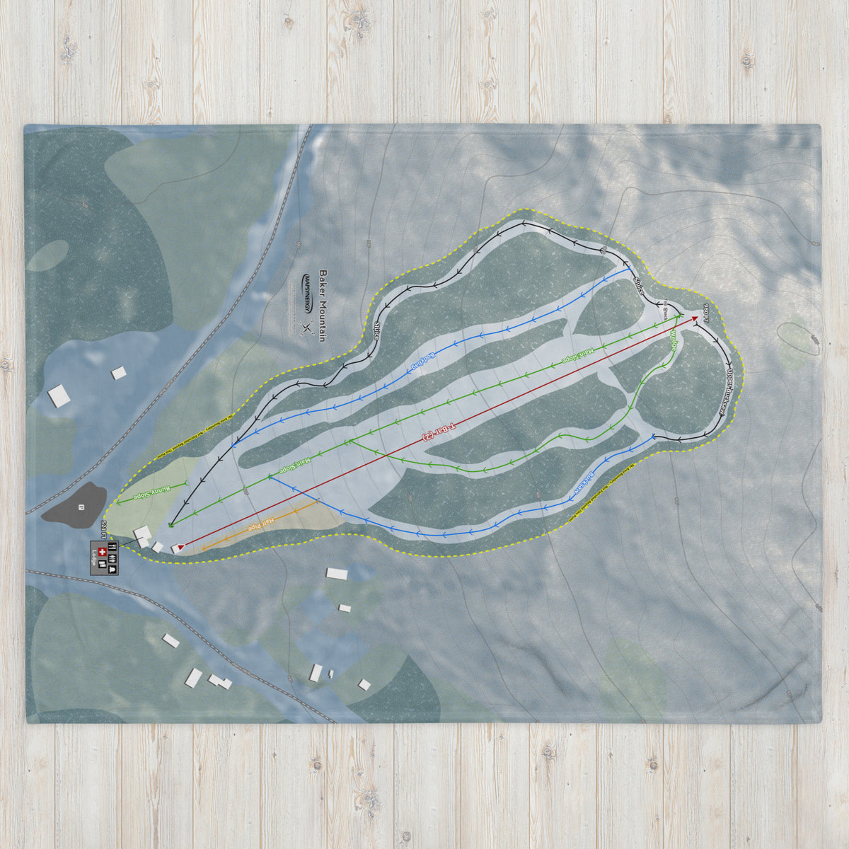 Baker Mountain, Maine Ski Resort Map Blanket