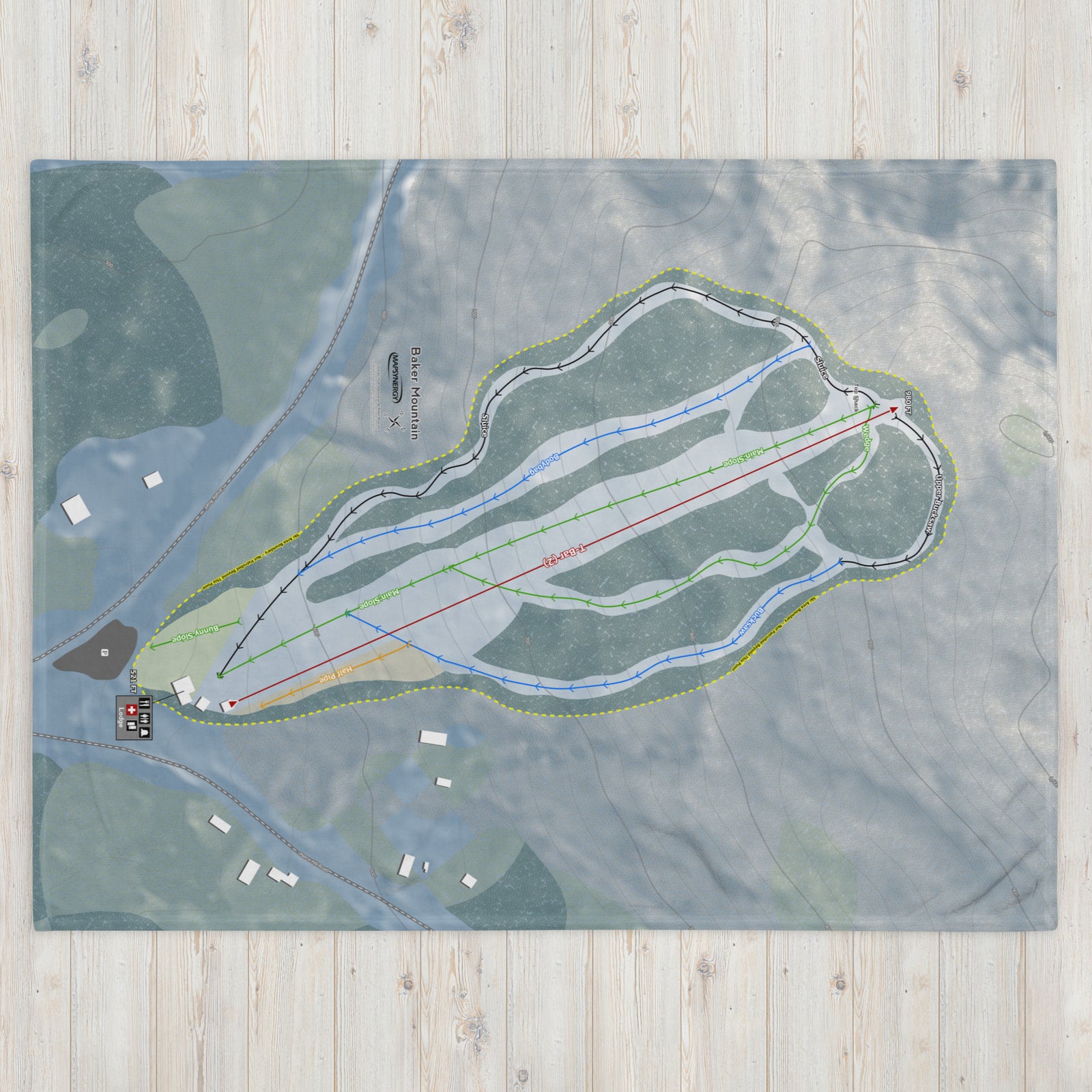 Baker Mountain, Maine Ski Resort Map Blanket
