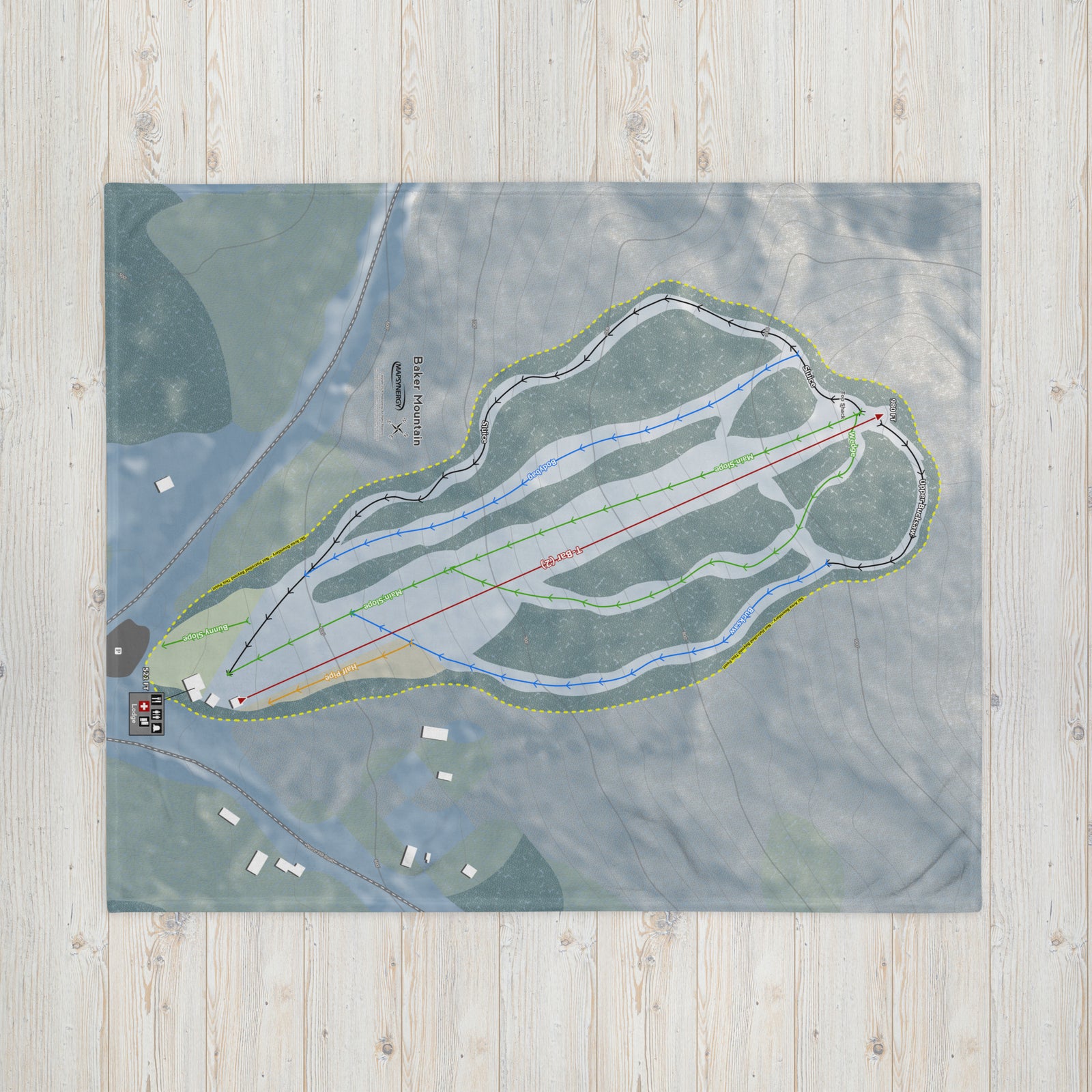 Baker Mountain, Maine Ski Resort Map Blanket
