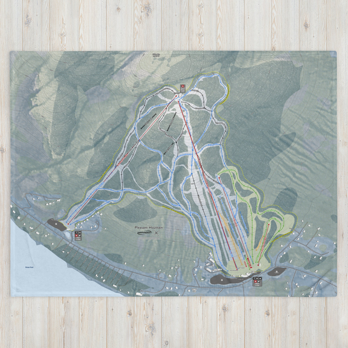 Pleasant Mountain, Maine Ski Resort Map Blanket