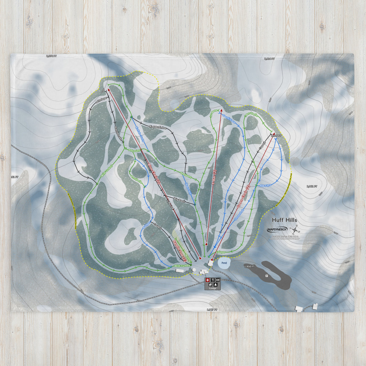 Huff Hills, North Dakota Ski Resort Map Blanket