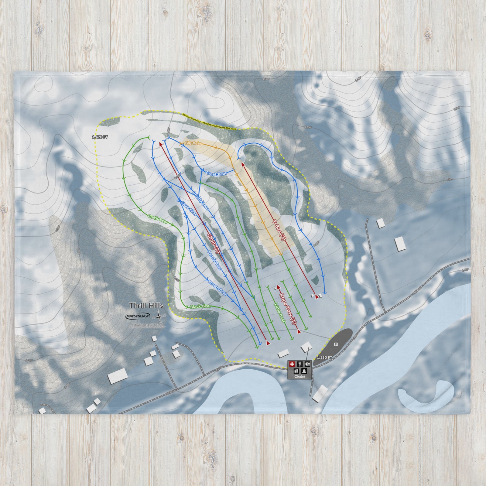 Thrill Hills, North Dakota Ski Resort Map Blanket