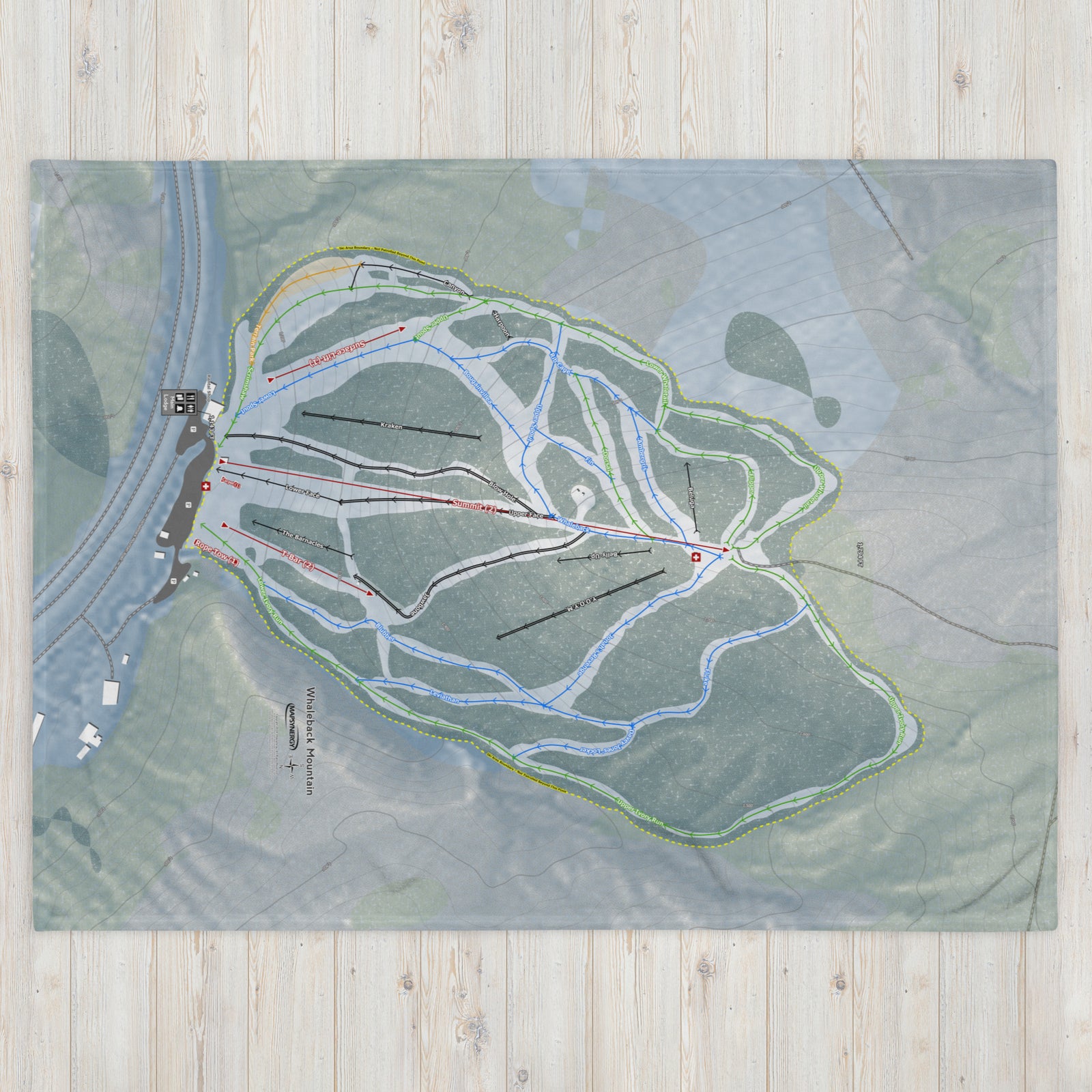 Whaleback Mountain, New Hampshire Ski Resort Map Blanket