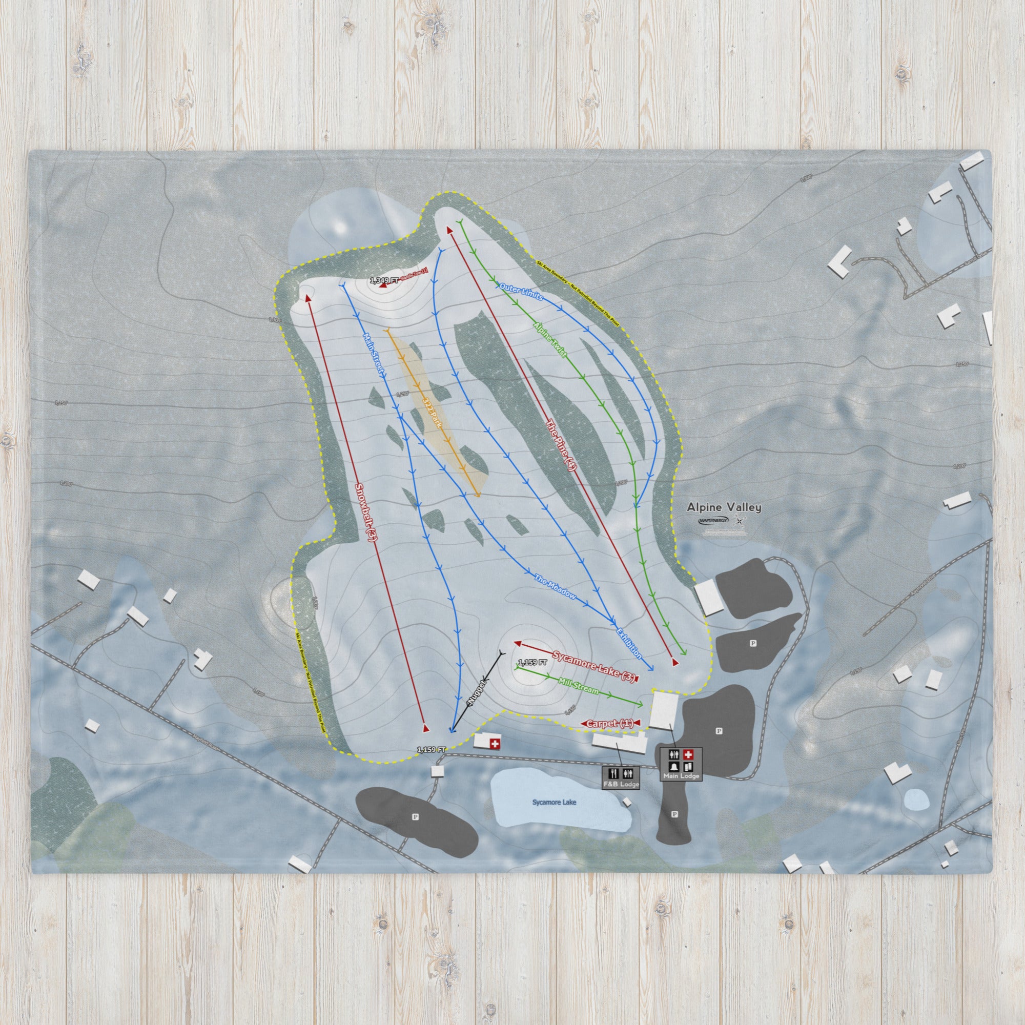 Alpine Valley, Ohio Ski Resort Map Blanket
