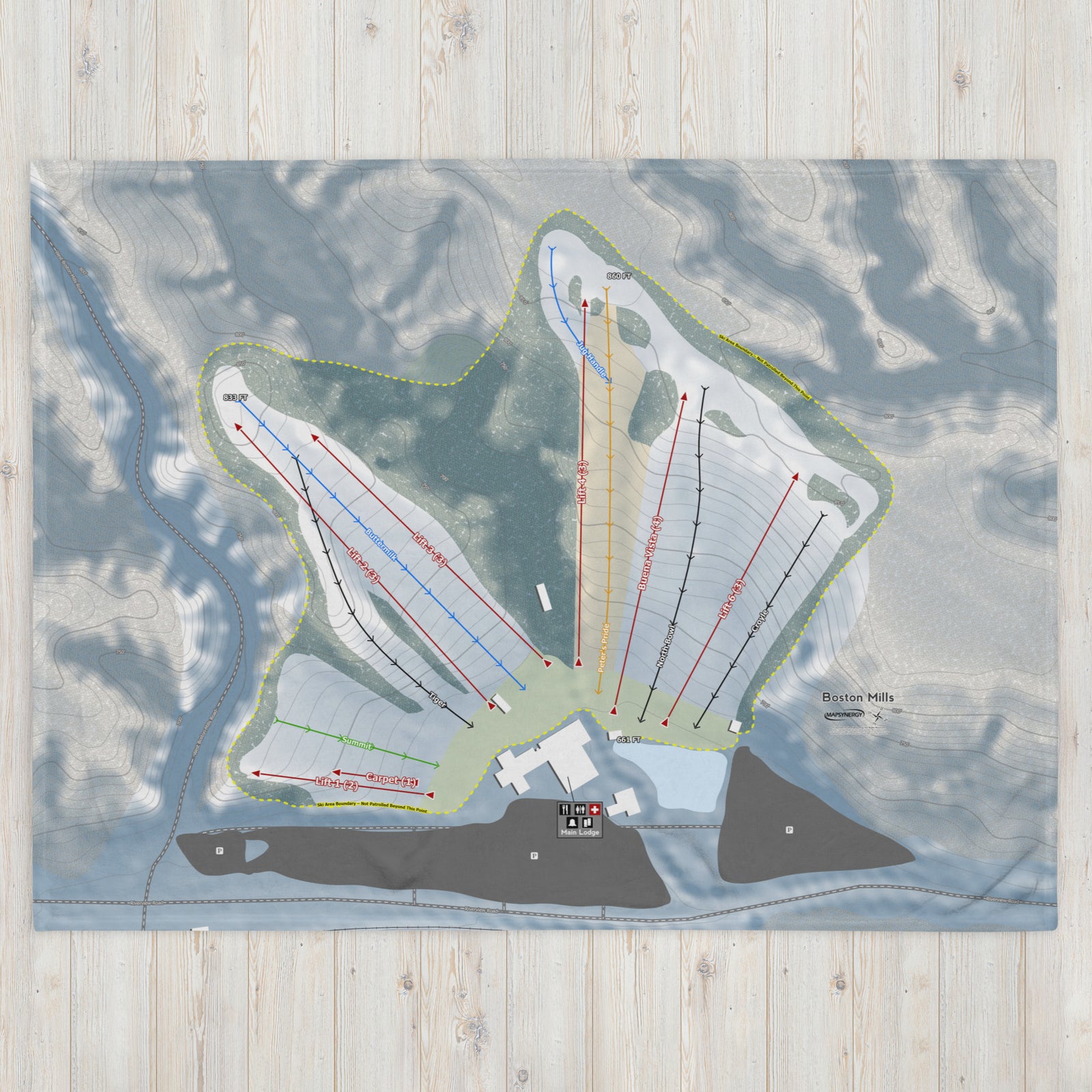 Boston Mills, Ohio Ski Resort Map Blanket