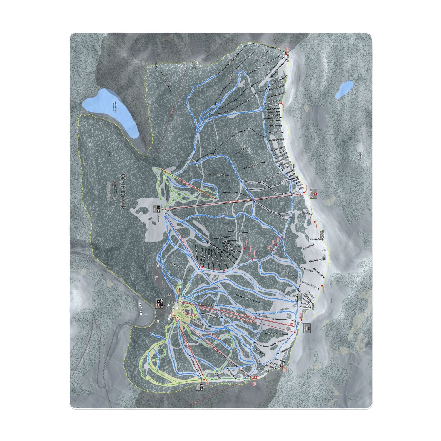 Wolf Creek, Colorado Ski Resort Map Printed Beach Towel