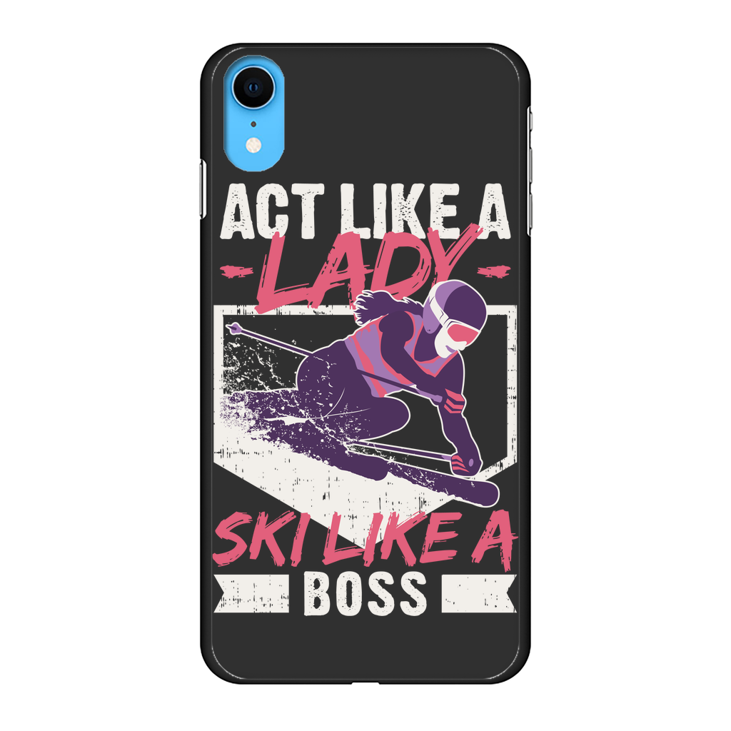 Act Like A Lady Ski Like A Boss Back Printed Black Hard Phone Case - Powderaddicts